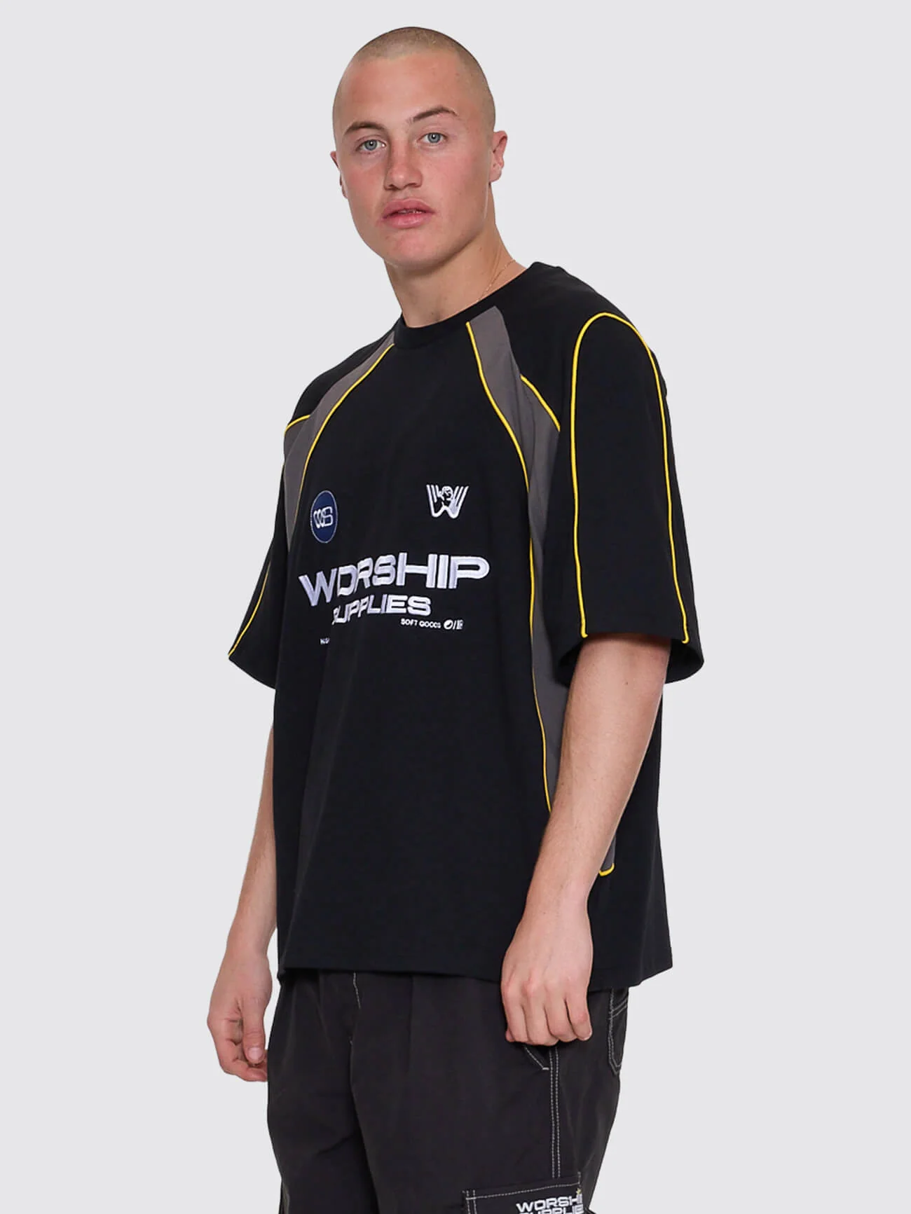 Laser Oversize Raglan Panel Tee - Black - Image 3