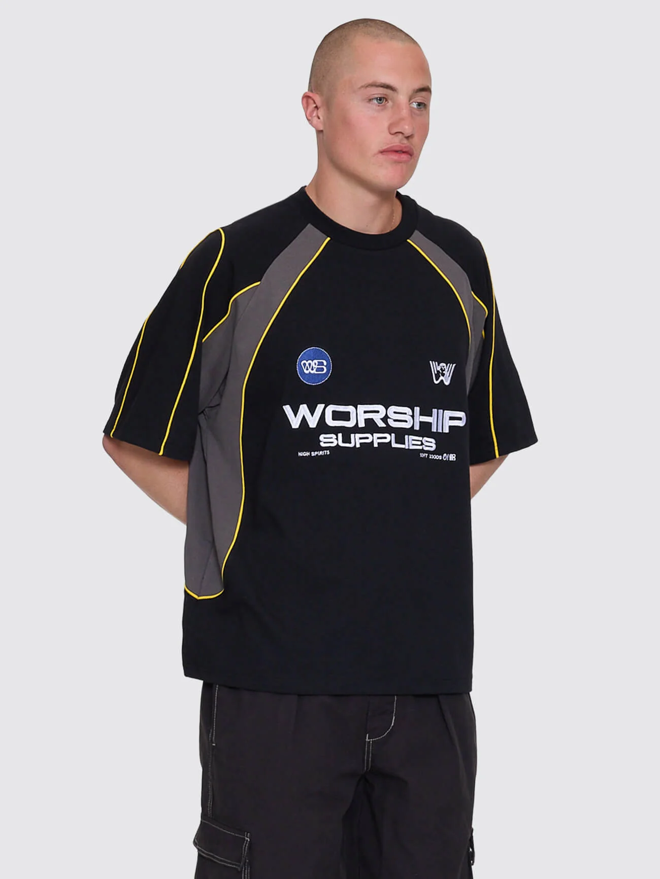 Laser Oversize Raglan Panel Tee - Black - Image 6