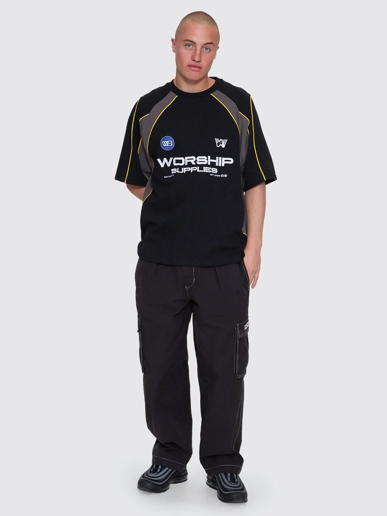 Laser Oversize Raglan Panel Tee - Black - Image 8