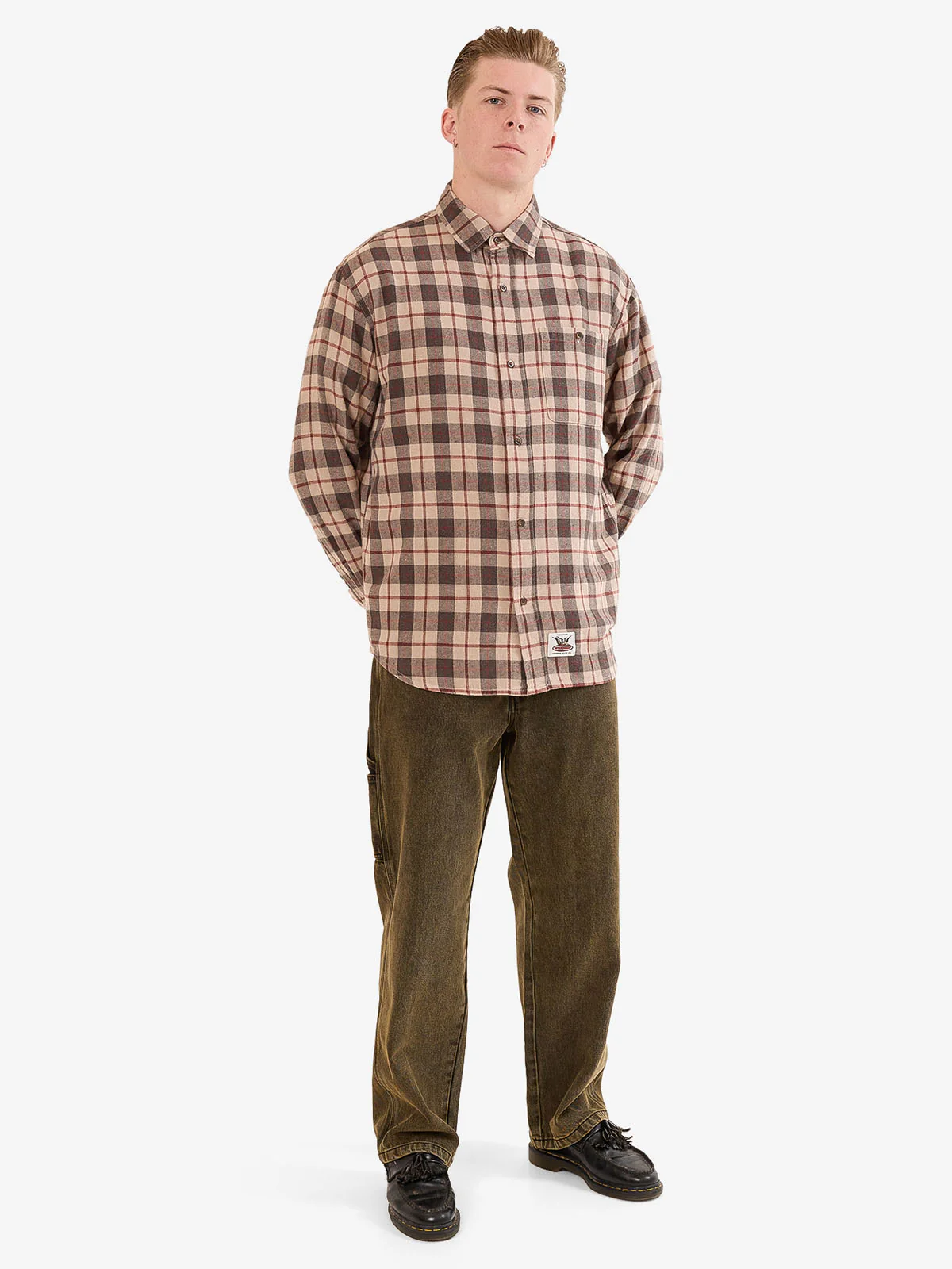 Maybe Today Long Sleeve Flannel Shirt - Grey - Image 3