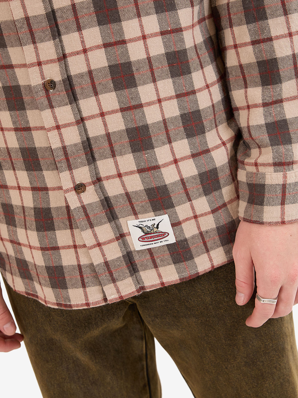 Maybe Today Long Sleeve Flannel Shirt - Grey - Image 4