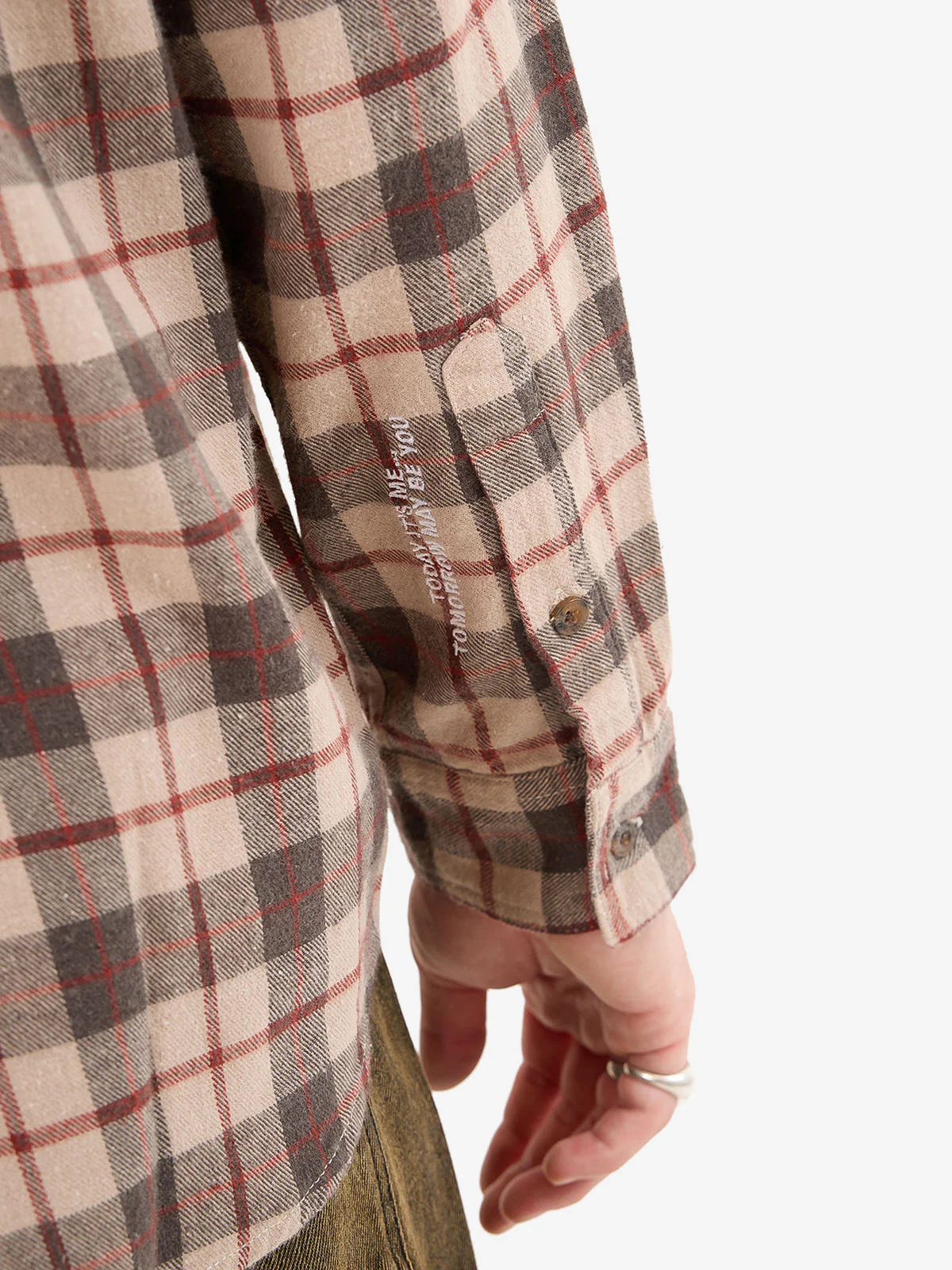Maybe Today Long Sleeve Flannel Shirt - Grey - Image 8