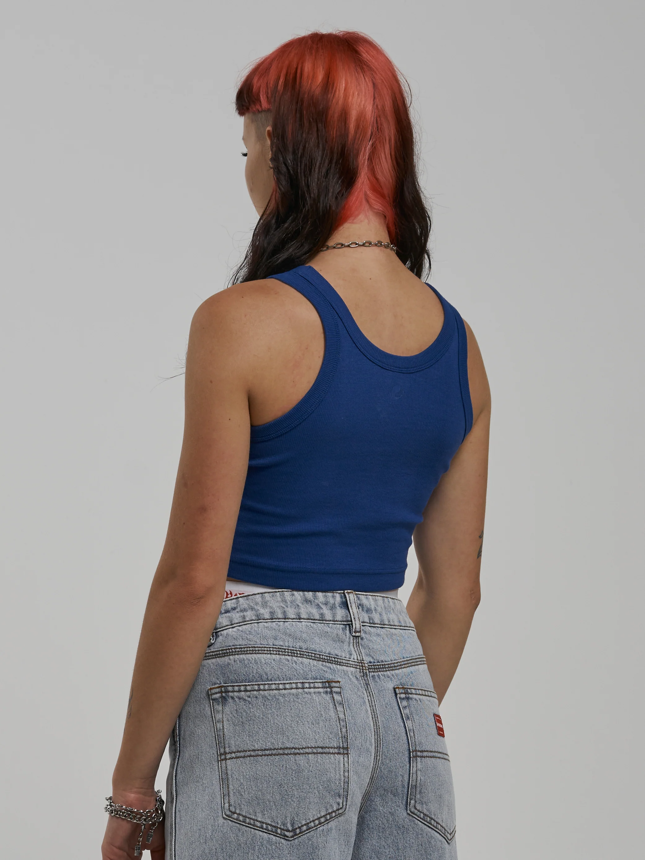 Meancore Crop Sport Tank - Surf The Web Blue - Image 2