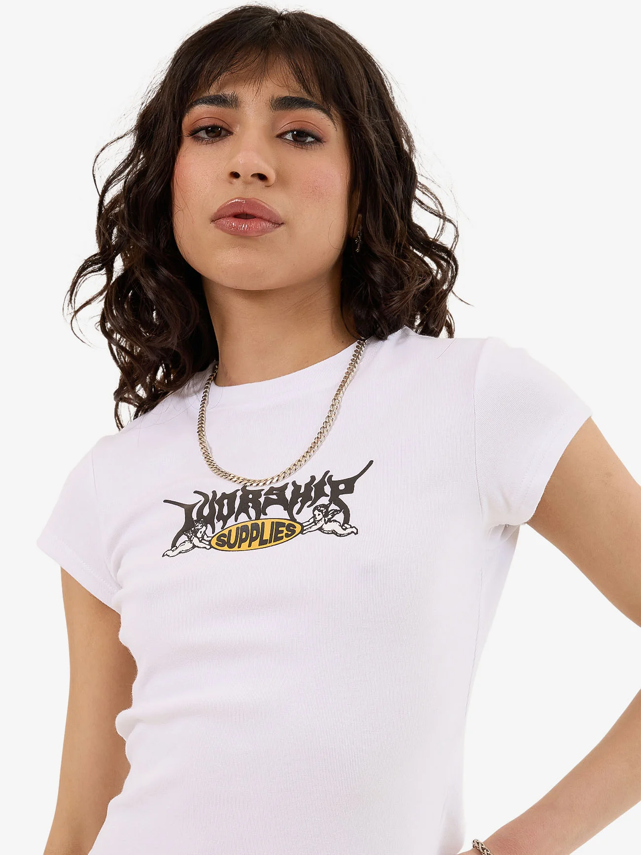 Messenger Cap Sleeve Tee - White - Image 6