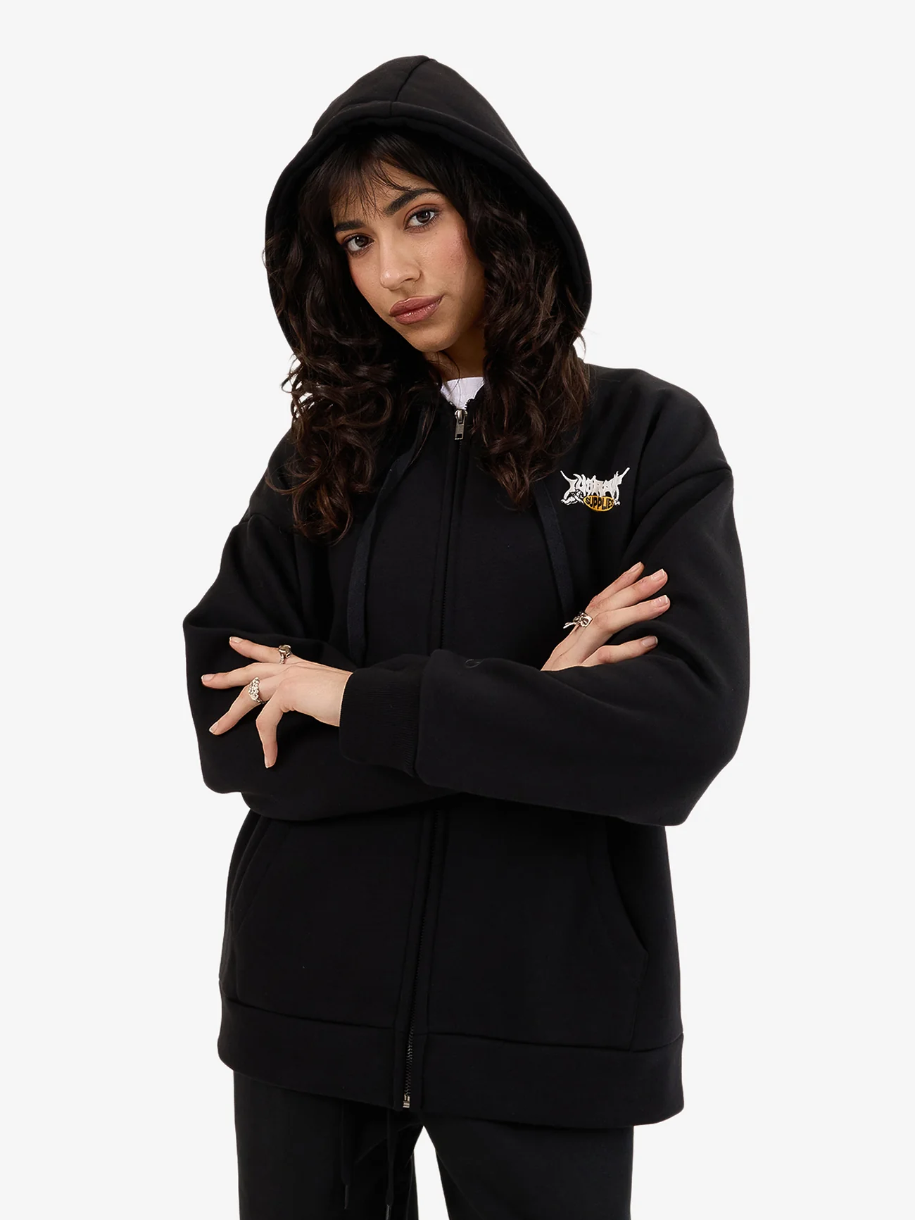 Messenger Zip Front Hood - Black - Image 6