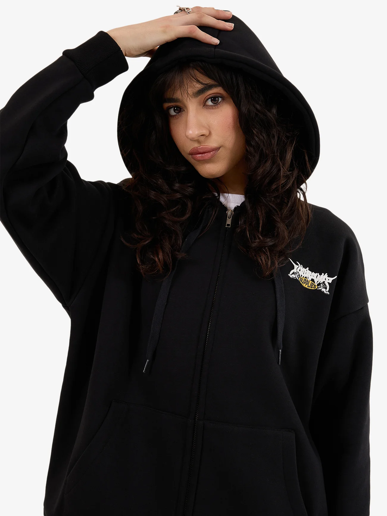 Messenger Zip Front Hood - Black - Image 7