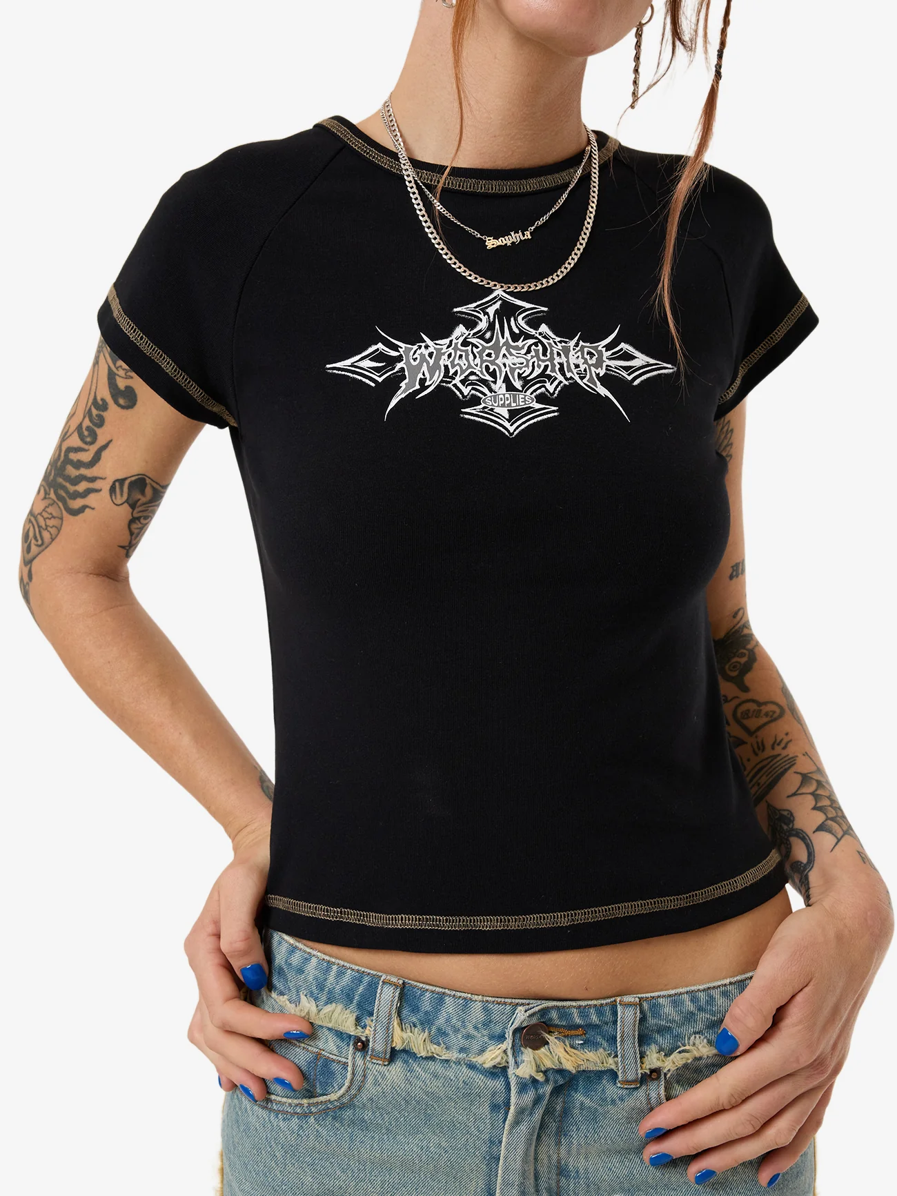 Metalx Y2K Raglan Tee - Black - Image 6
