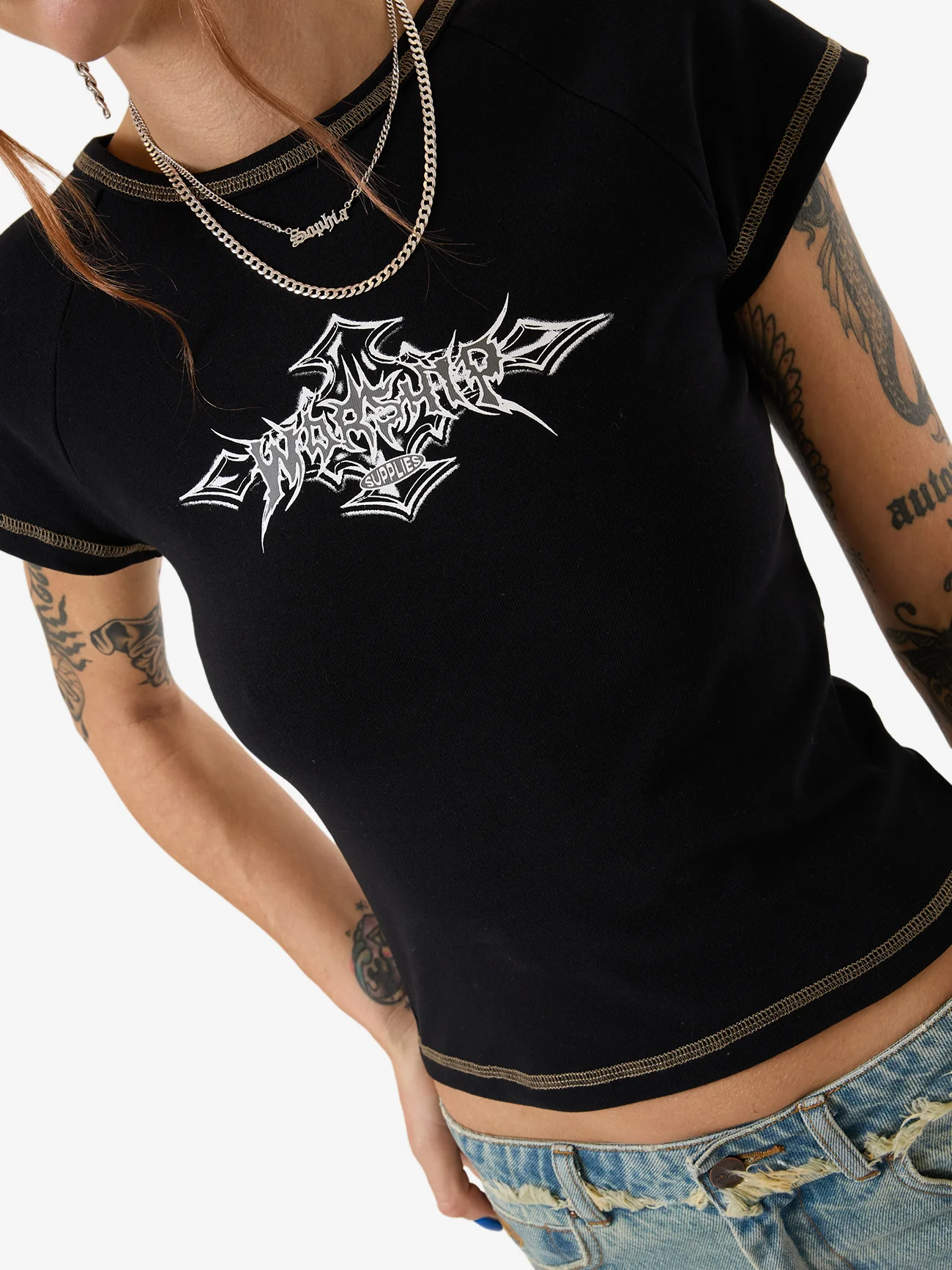 Metalx Y2K Raglan Tee - Black - Image 7