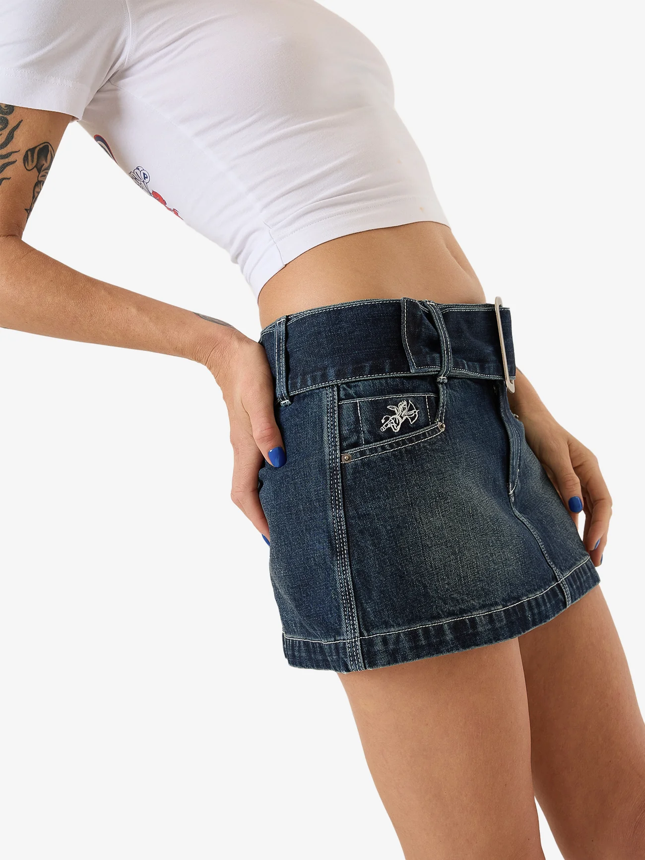 Misbehave Micro Skirt - Dirty Midnight Blue - Image 6
