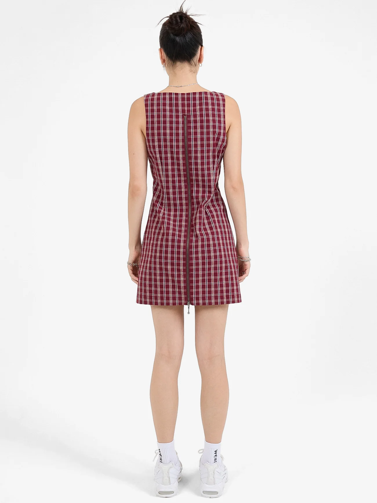 Motley Plaid Shift Dress - Wine - Image 2