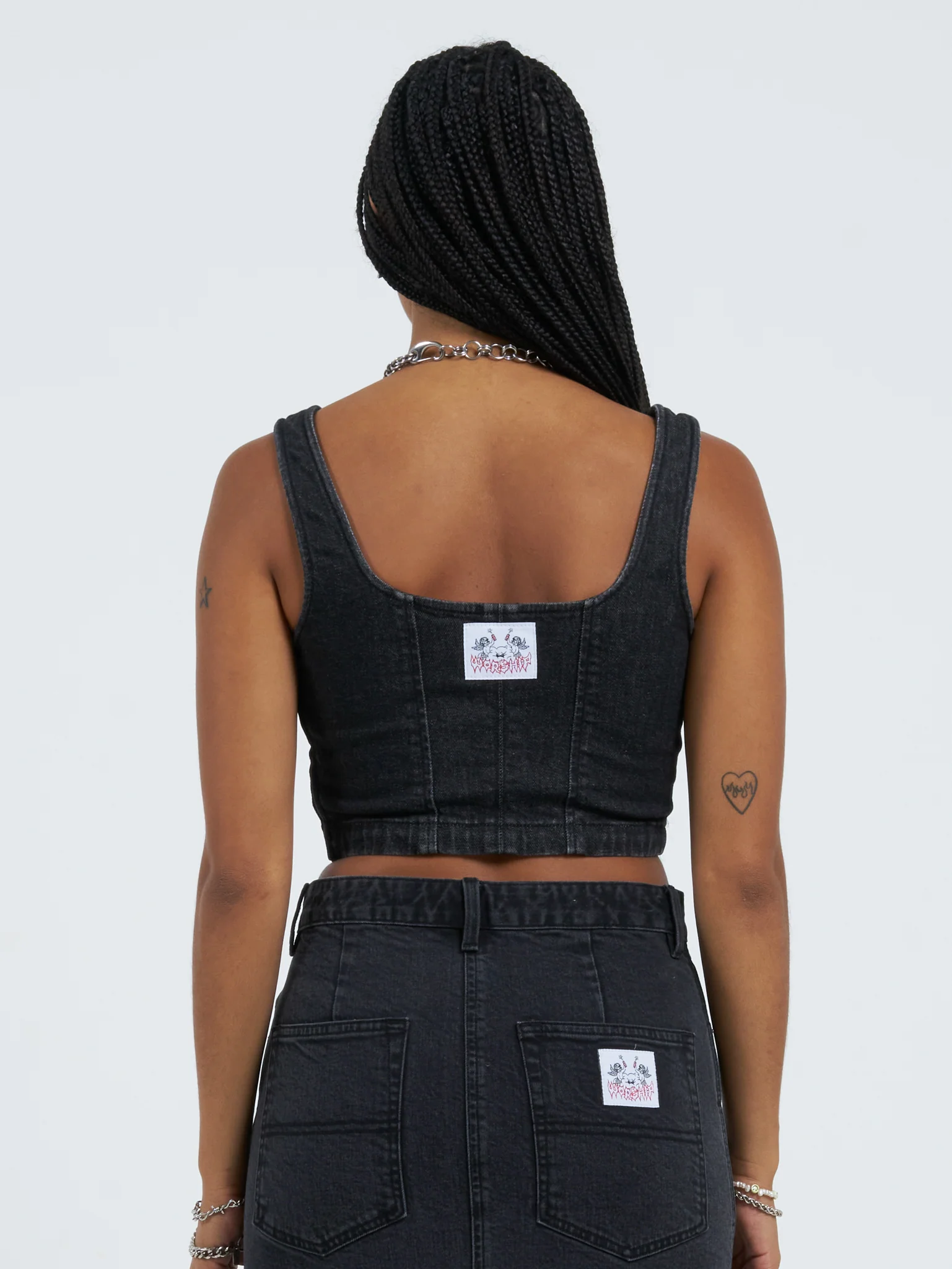 Mysteries Denim Corset Top - Used Black - Image 2