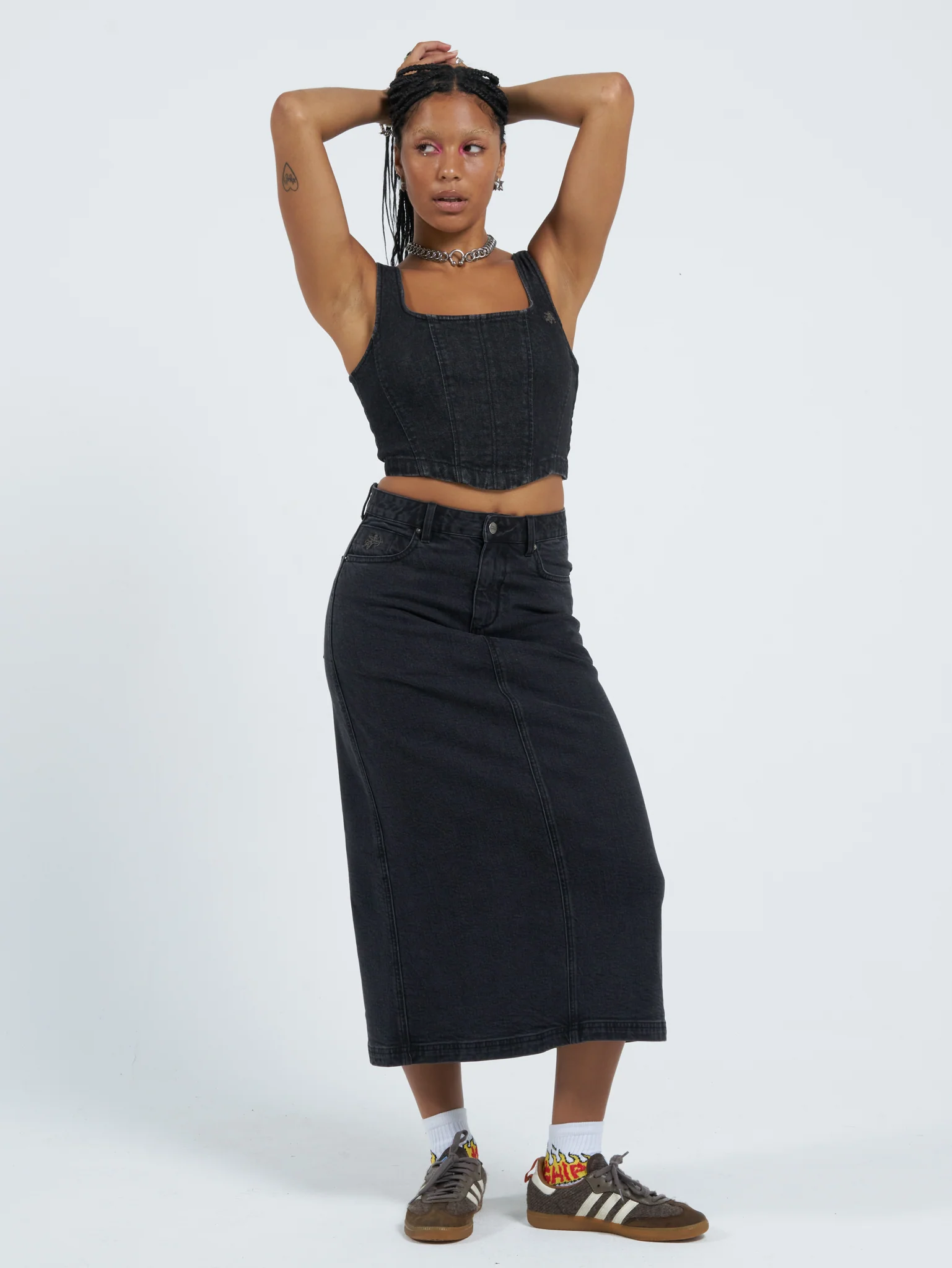 Mysteries Denim Corset Top - Used Black - Image 5