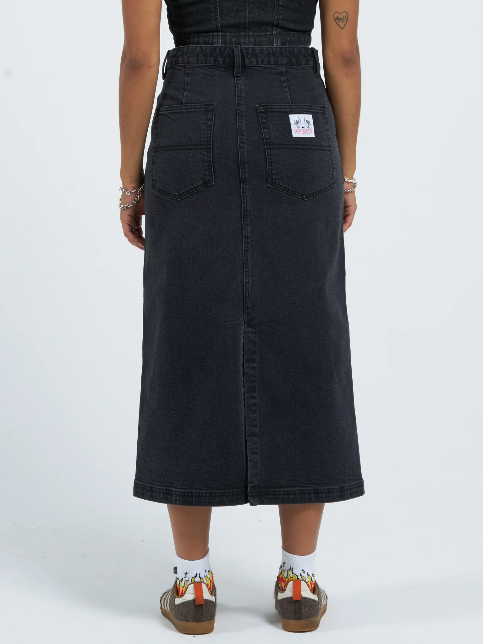 Mysteries Denim Maxi Skirt - Used Black - Image 3