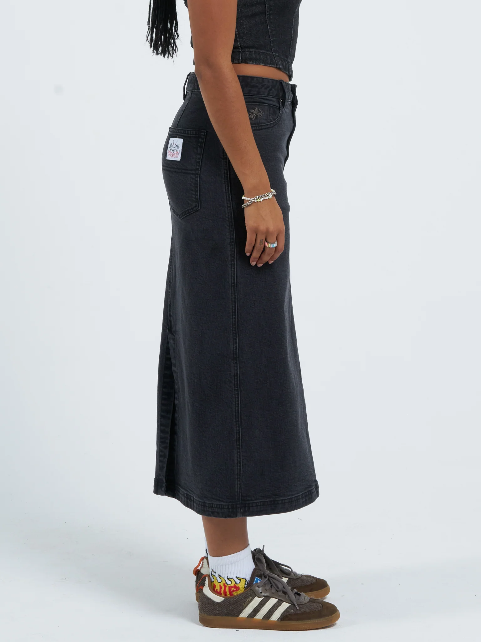Mysteries Denim Maxi Skirt - Used Black - Image 4