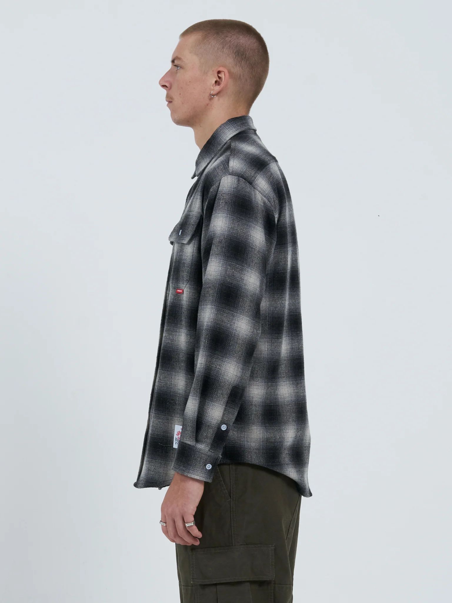 Mysteries Long Sleeve Flannel Shirt - Charcoal - Image 2