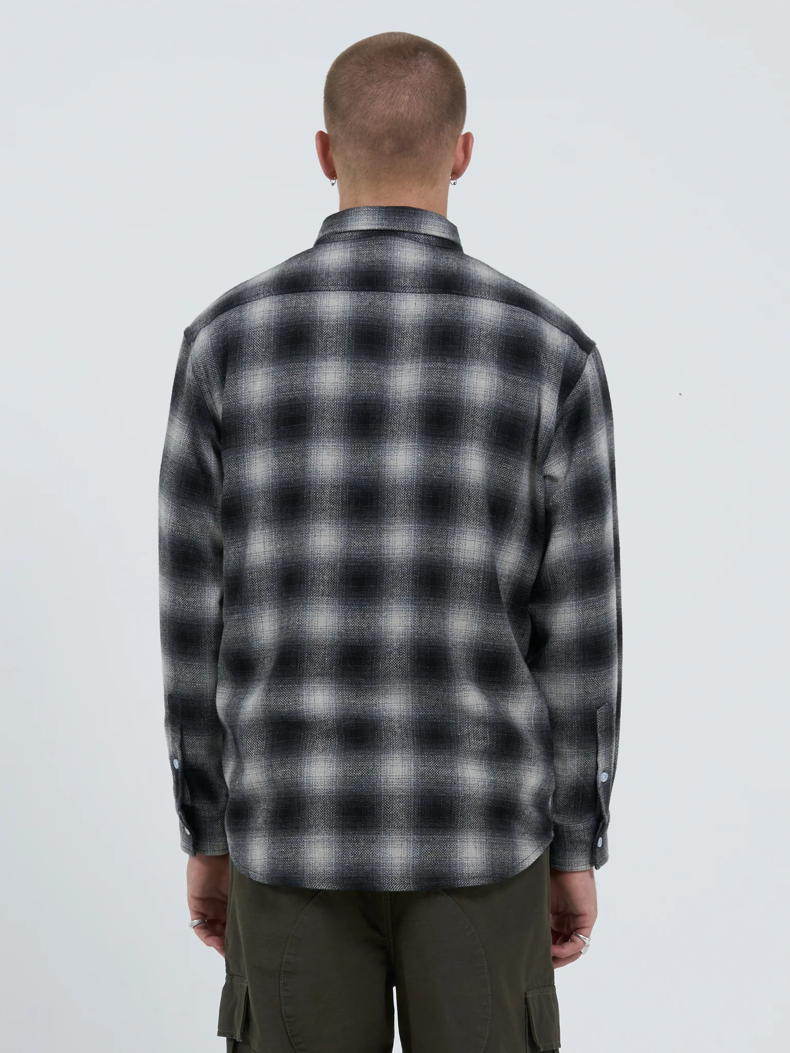 Mysteries Long Sleeve Flannel Shirt - Charcoal - Image 3