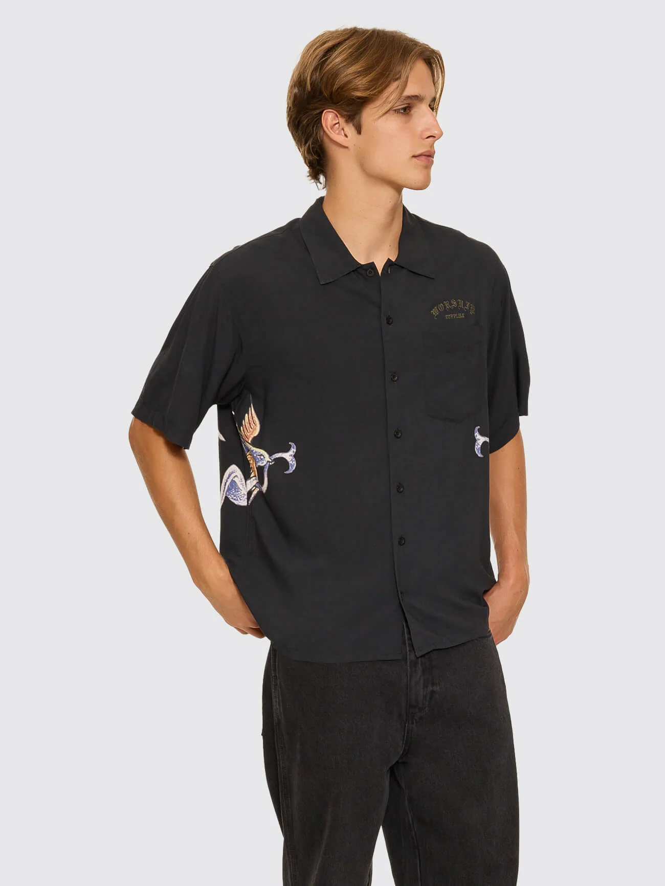 Ned Short Sleeve Shirt - Washed Black - Image 5