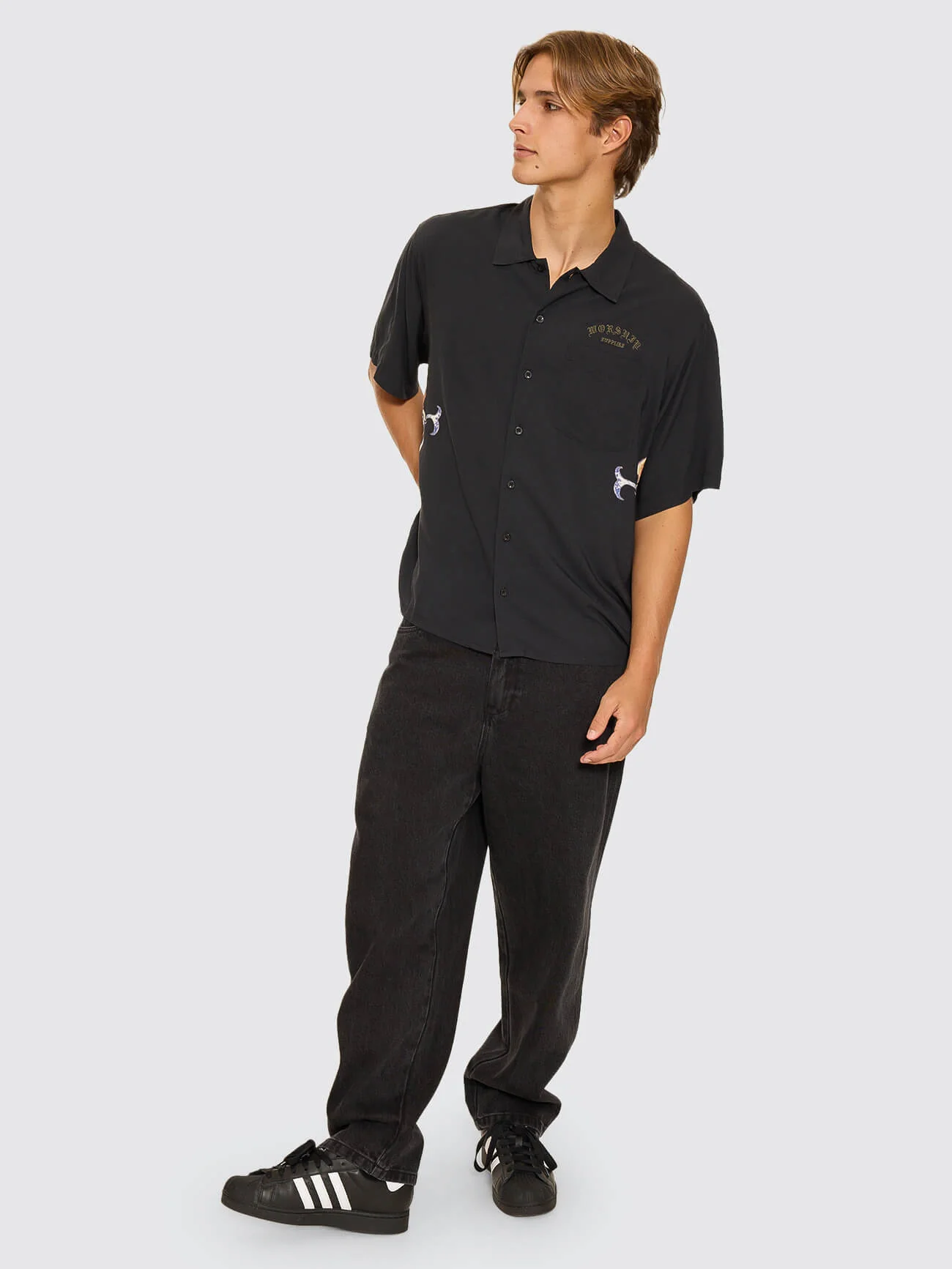 Ned Short Sleeve Shirt - Washed Black - Image 7