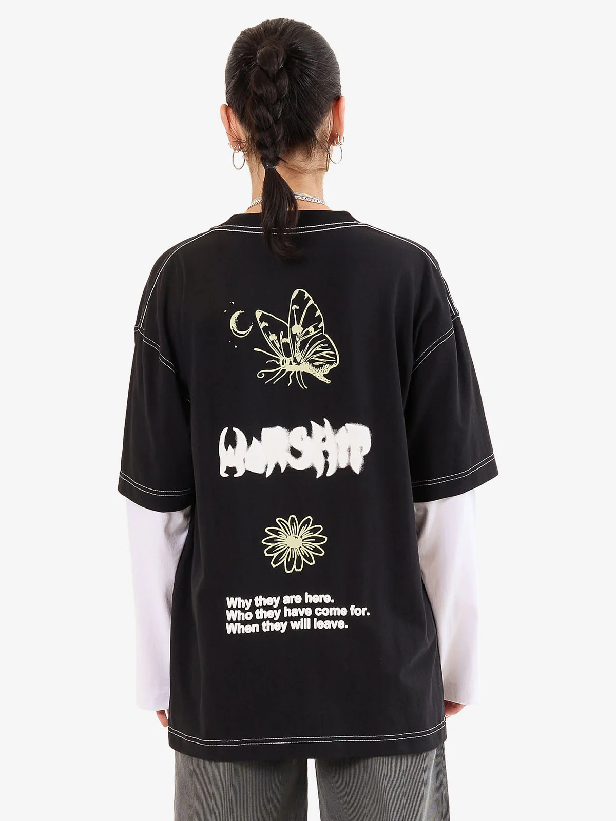 Never Assume Oversize Double Sleeve Tee - Black - Image 2