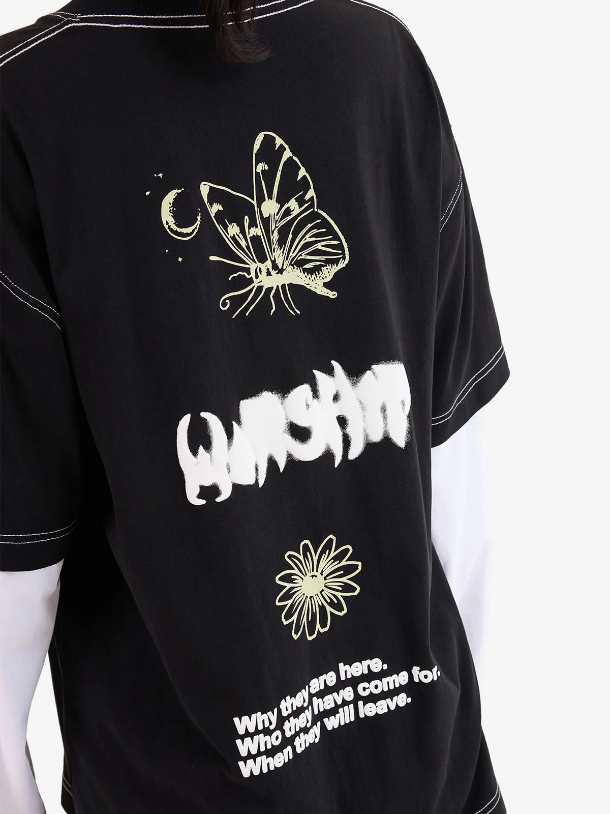 Never Assume Oversize Double Sleeve Tee - Black - Image 6