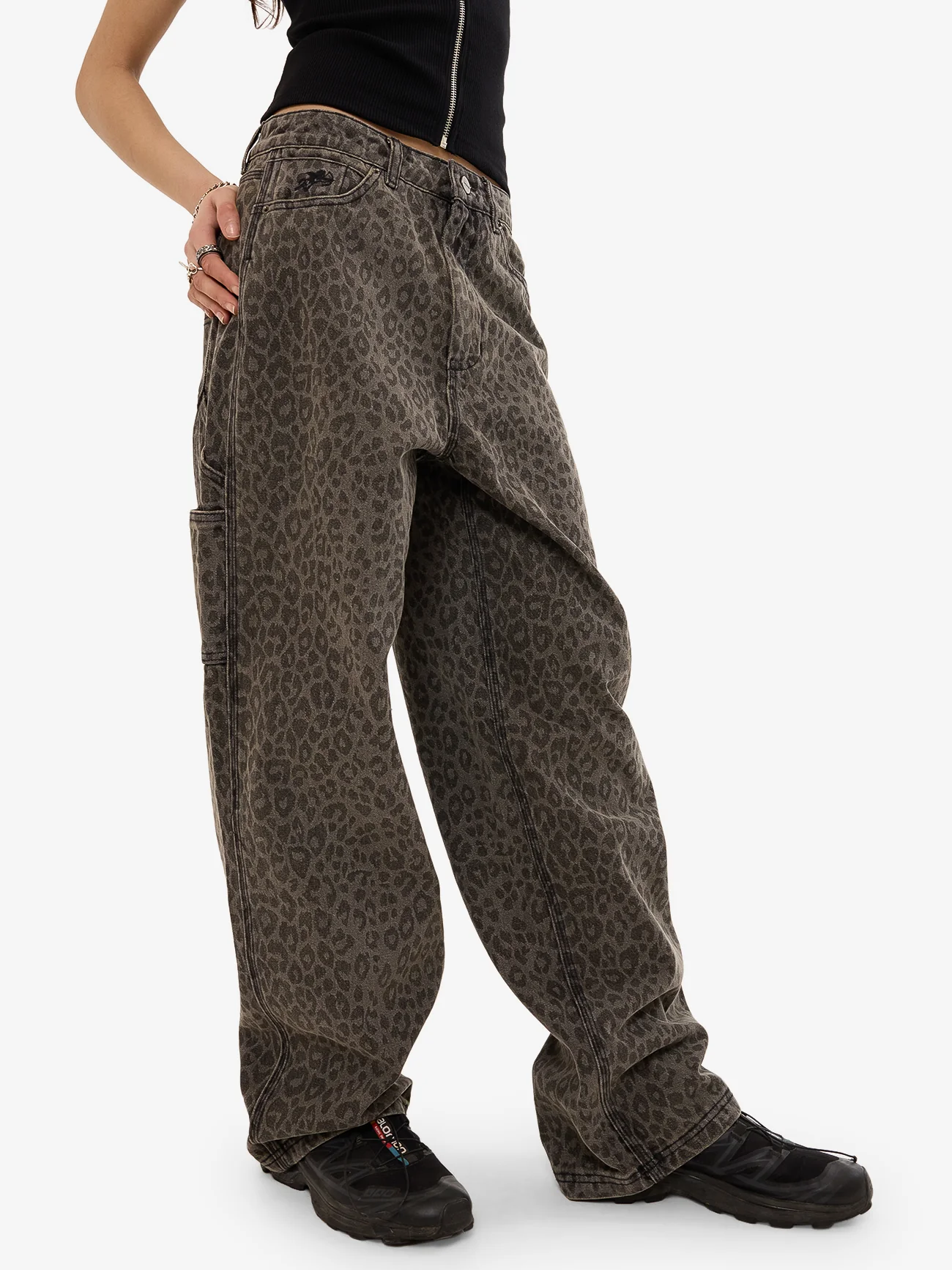Night Prowler Big Baggy Carpenter Jean - Leopard Smoke - Image 8