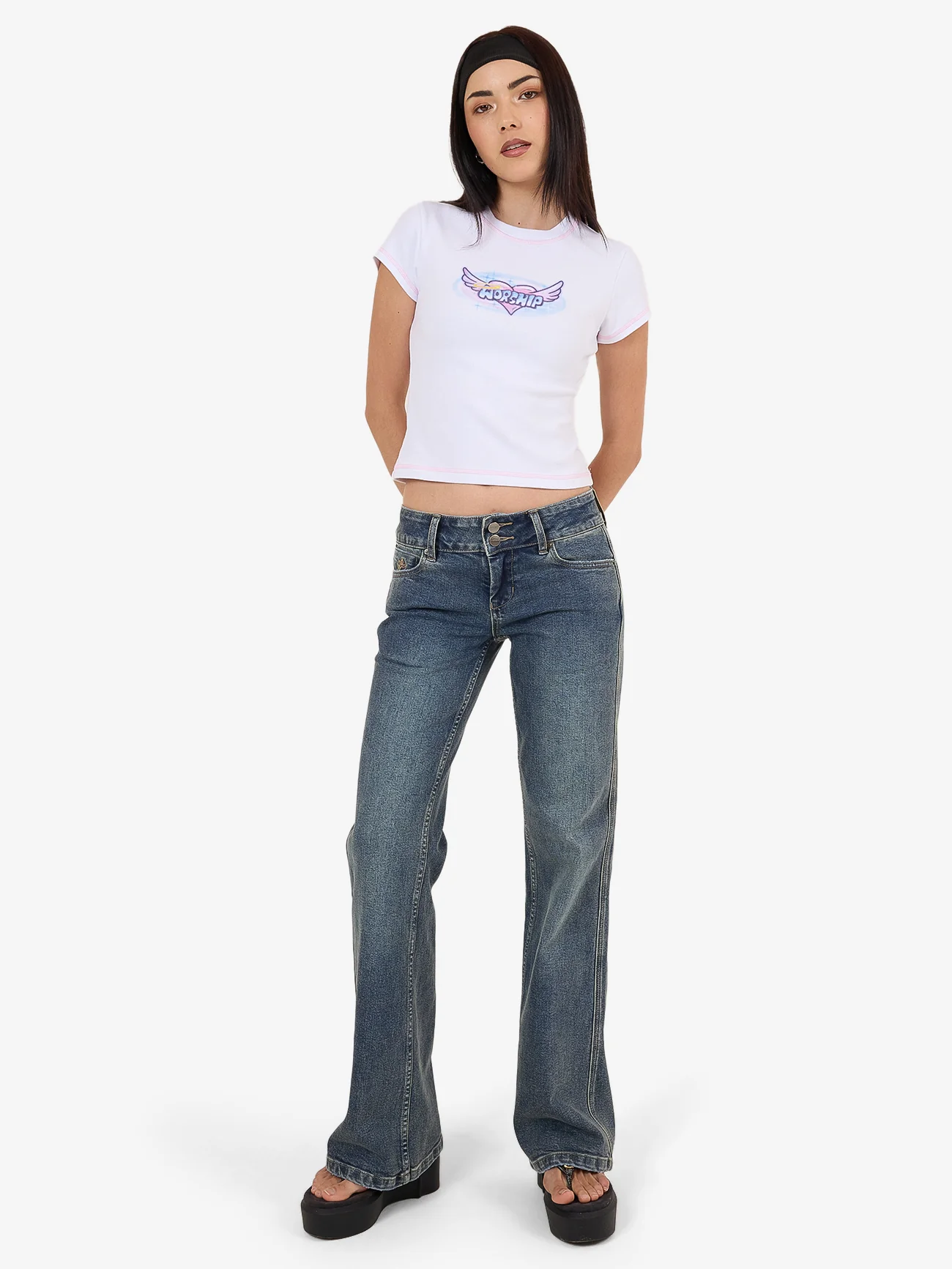 Not Your Angel Cap Sleeve Tee - White - Image 3