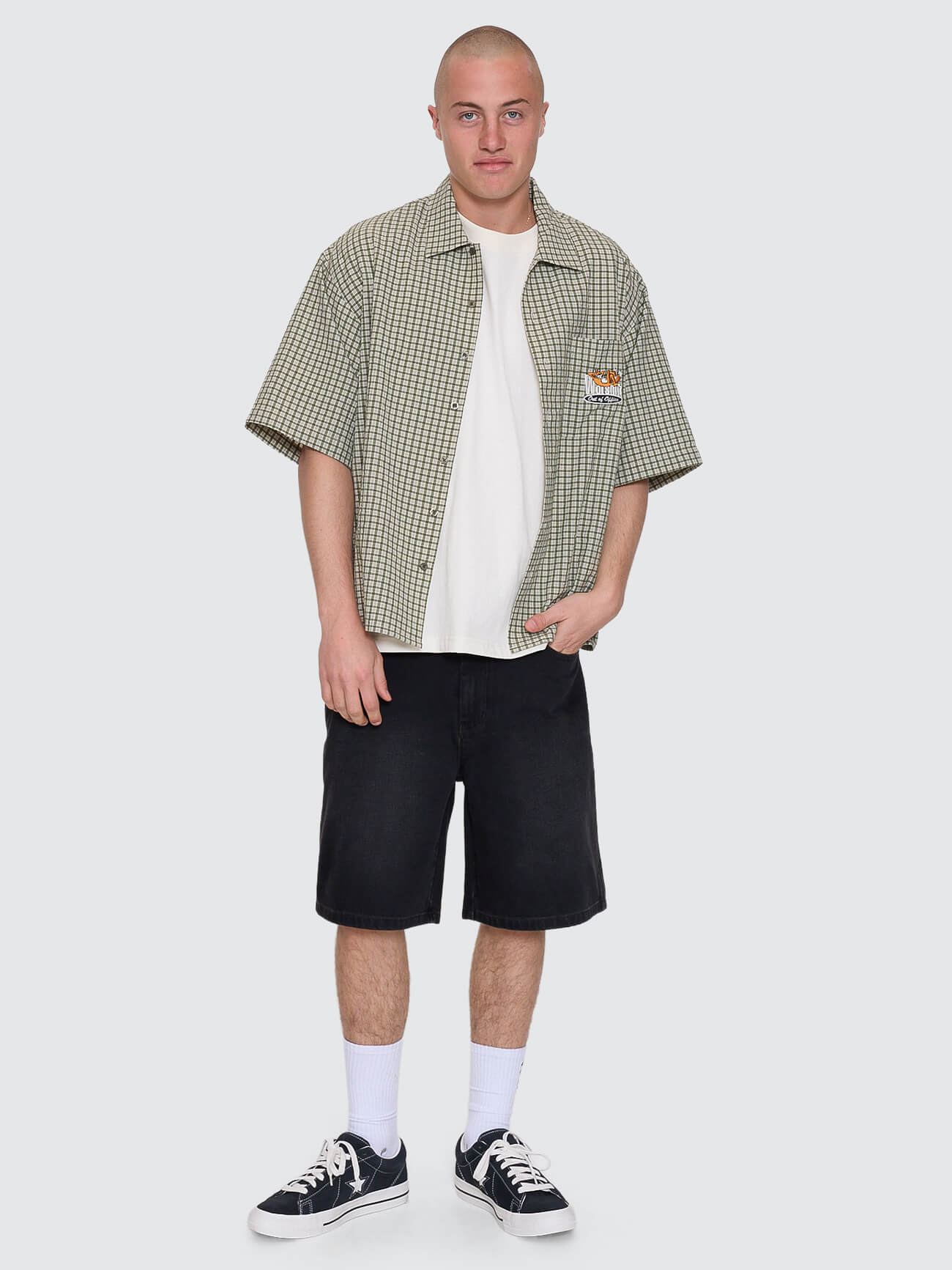 On Leave Box Fit Cropped Short Sleeve Shirt - Cali Green - Image 3