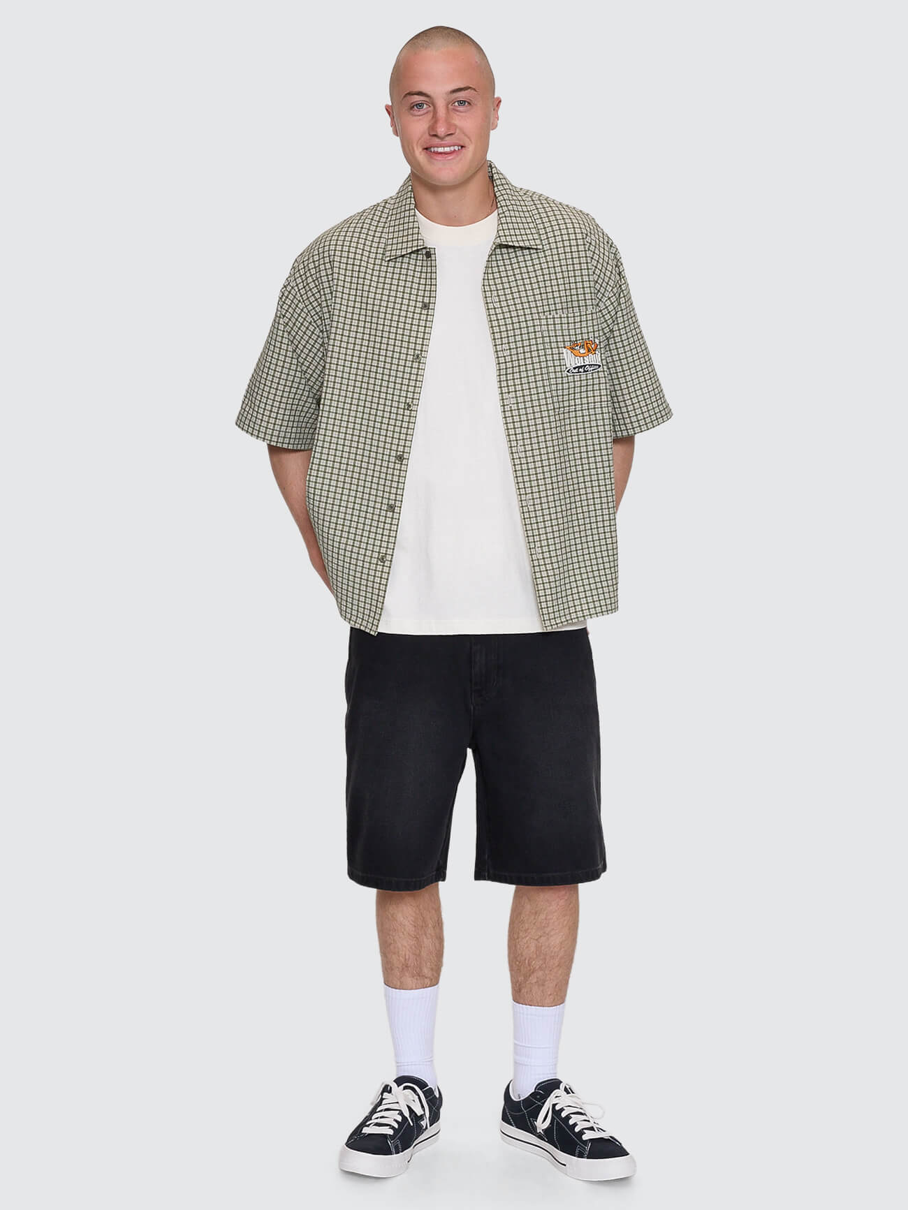 On Leave Box Fit Cropped Short Sleeve Shirt - Cali Green - Image 8