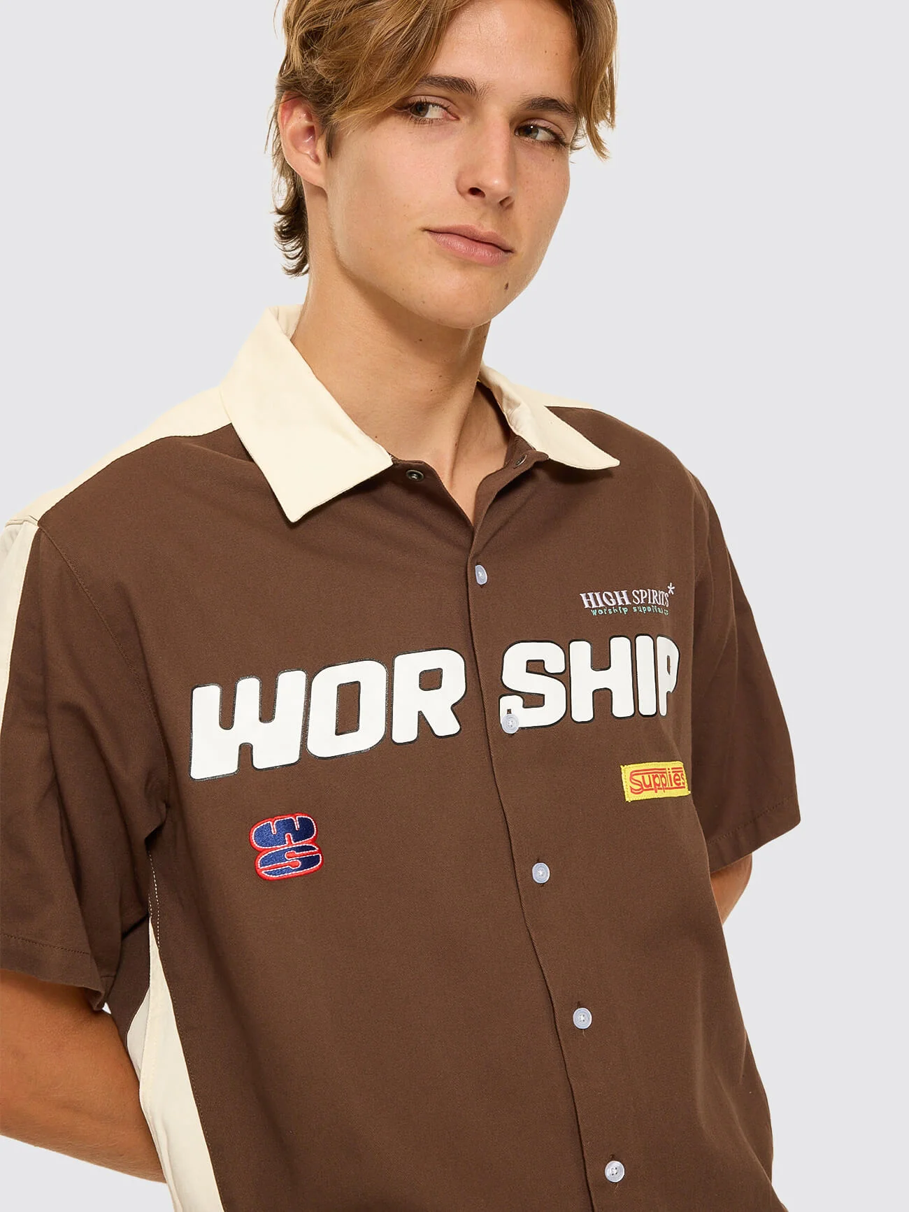Panorama Short Sleeve Work Shirt - Dark Choc Brown - Image 2