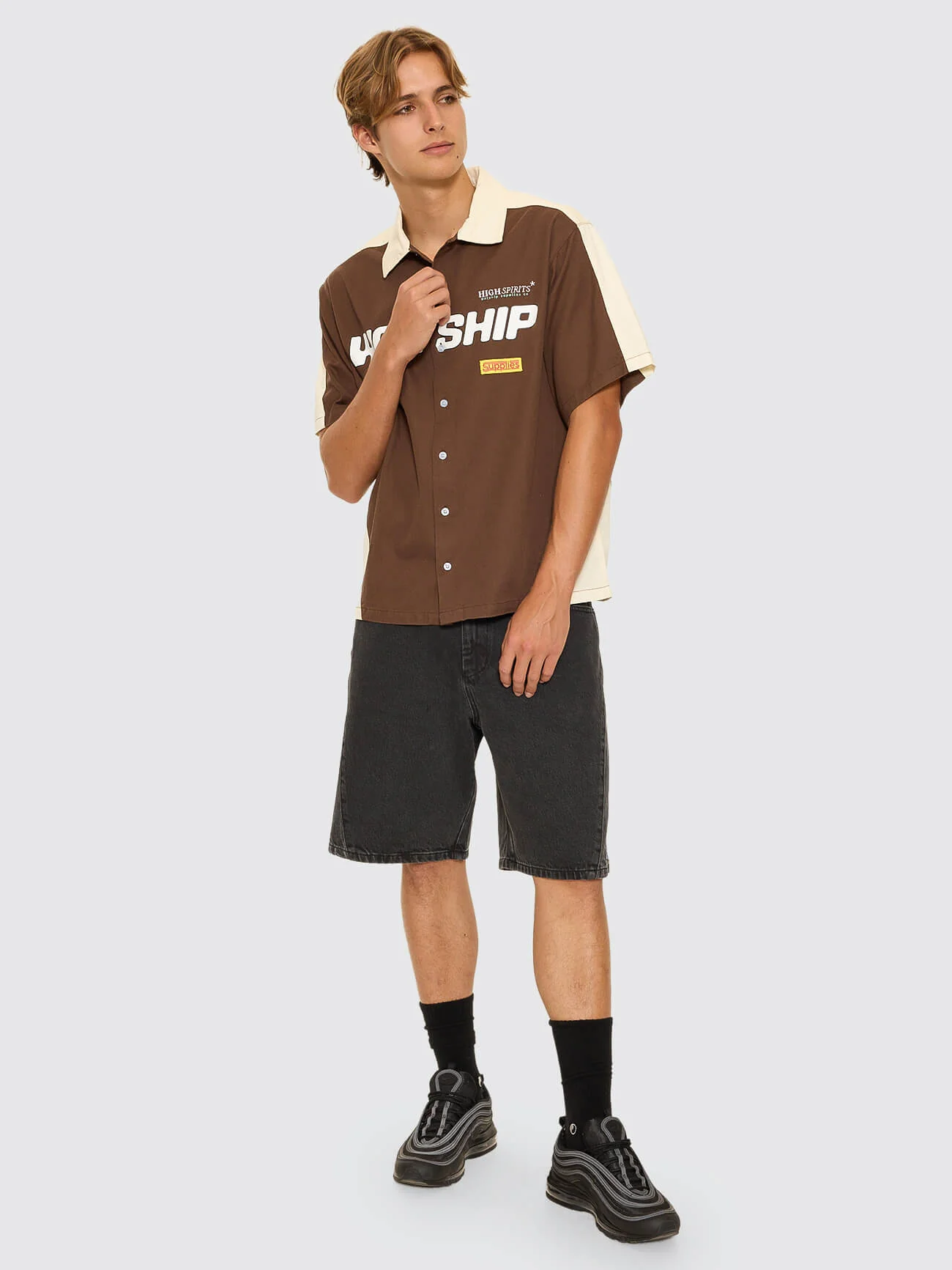 Panorama Short Sleeve Work Shirt - Dark Choc Brown - Image 3