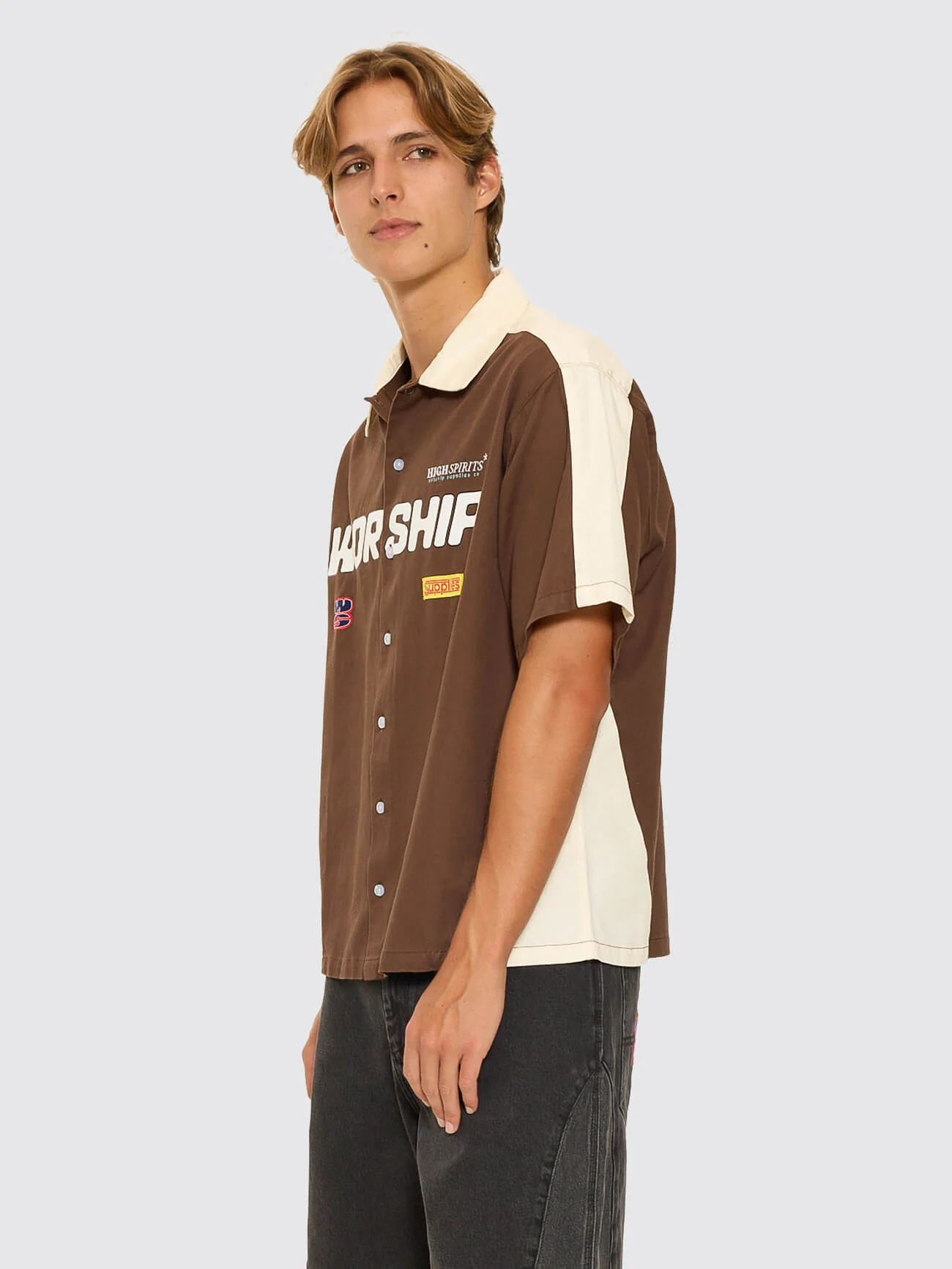Panorama Short Sleeve Work Shirt - Dark Choc Brown - Image 4
