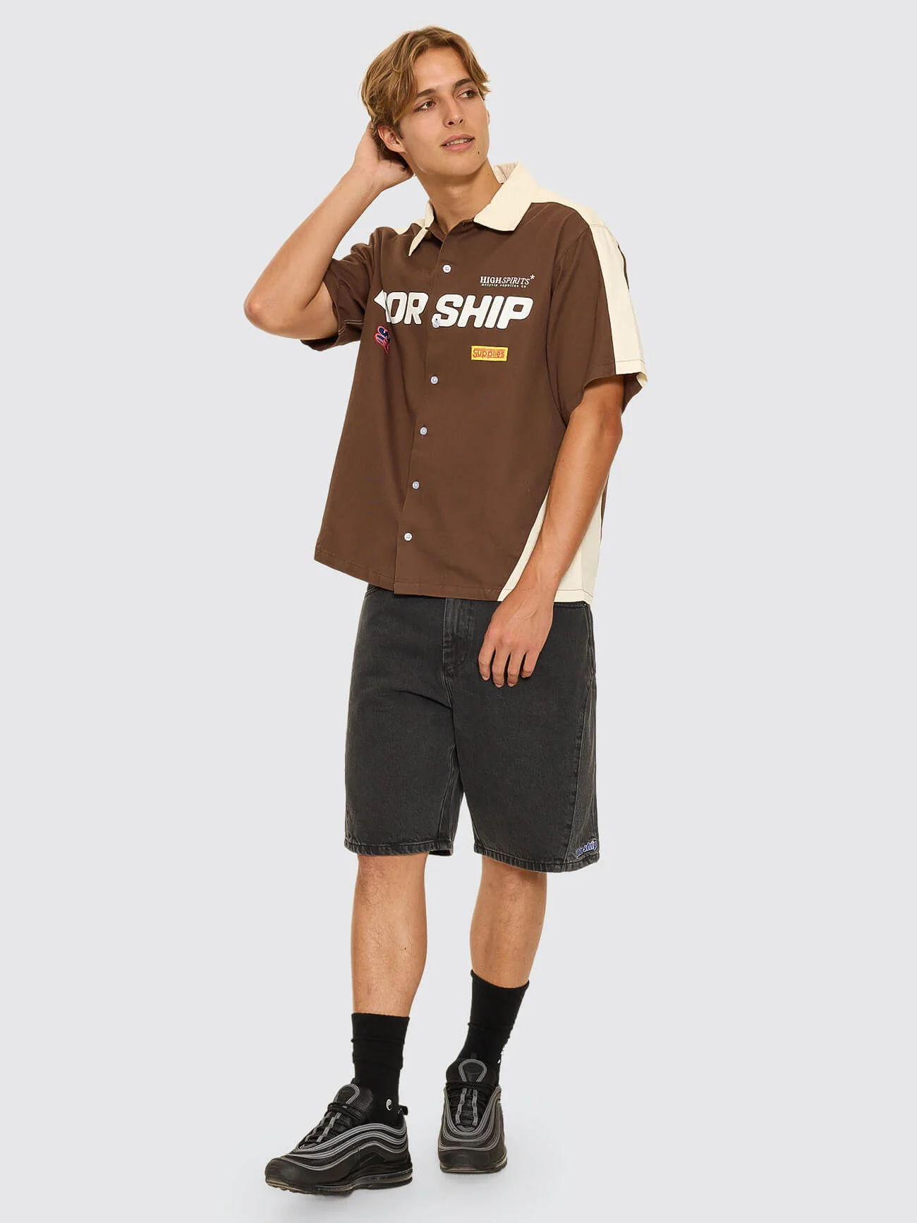 Panorama Short Sleeve Work Shirt - Dark Choc Brown - Image 6