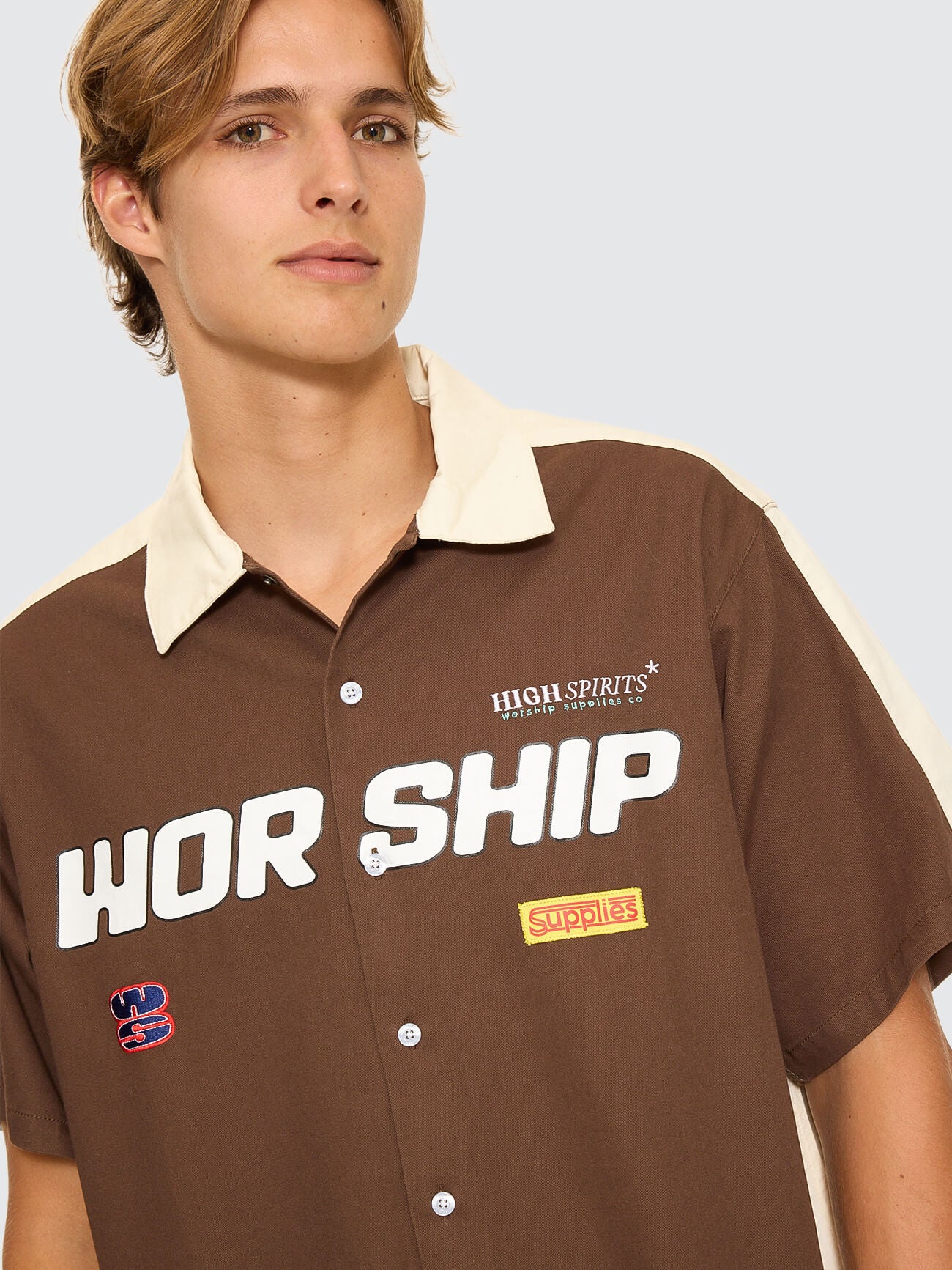 Panorama Short Sleeve Work Shirt - Dark Choc Brown - Image 7