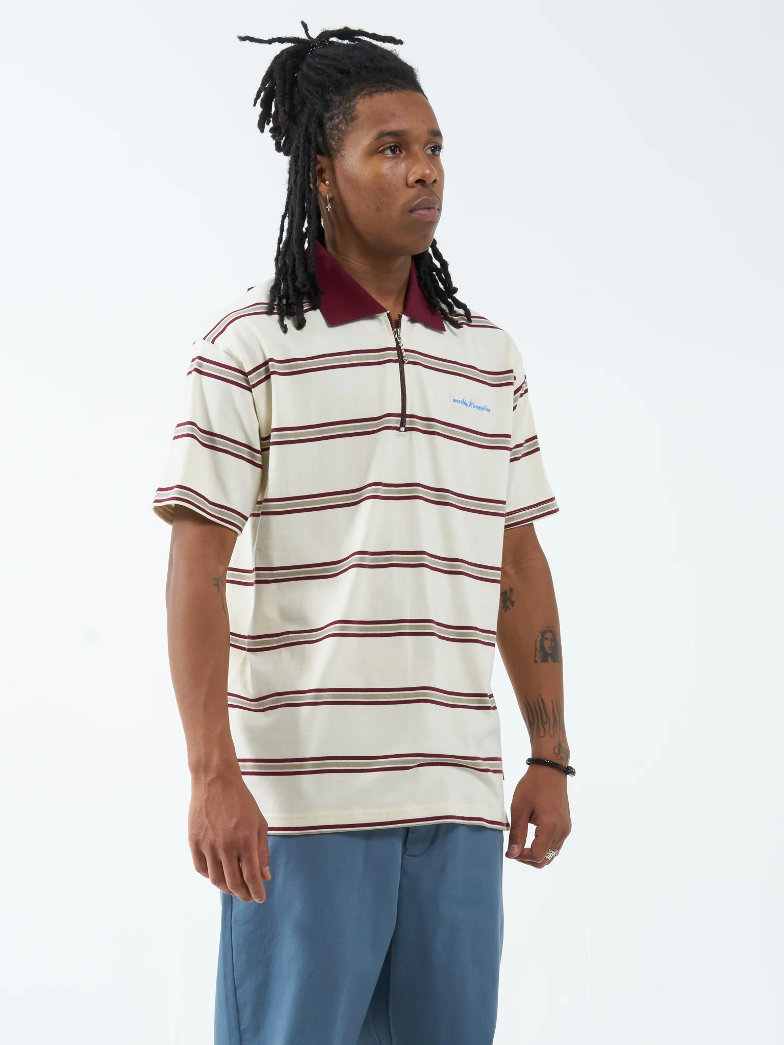 Pipe Dream Stripe SS Polo - White Cap - Image 5