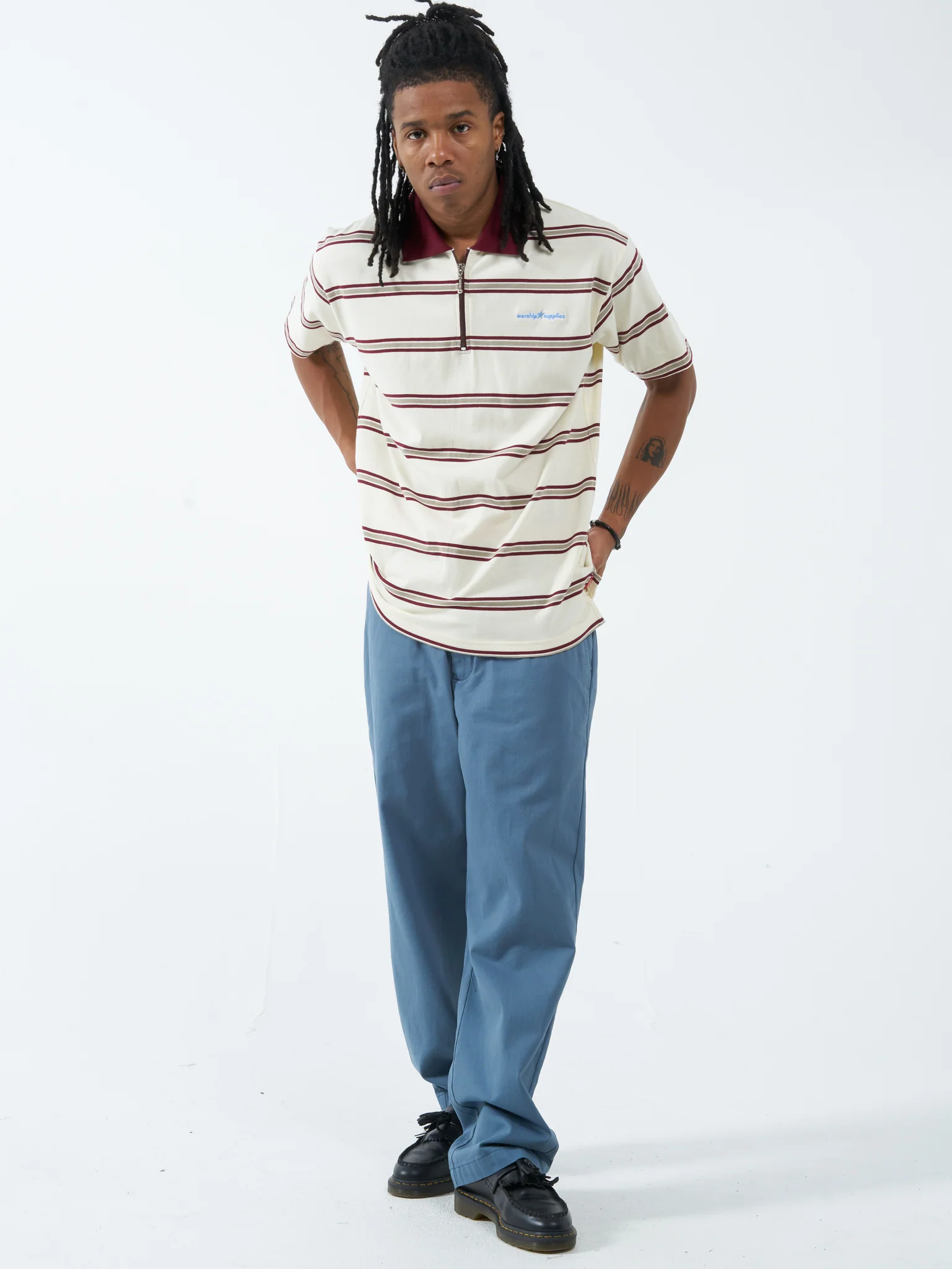 Pipe Dream Stripe SS Polo - White Cap - Image 6