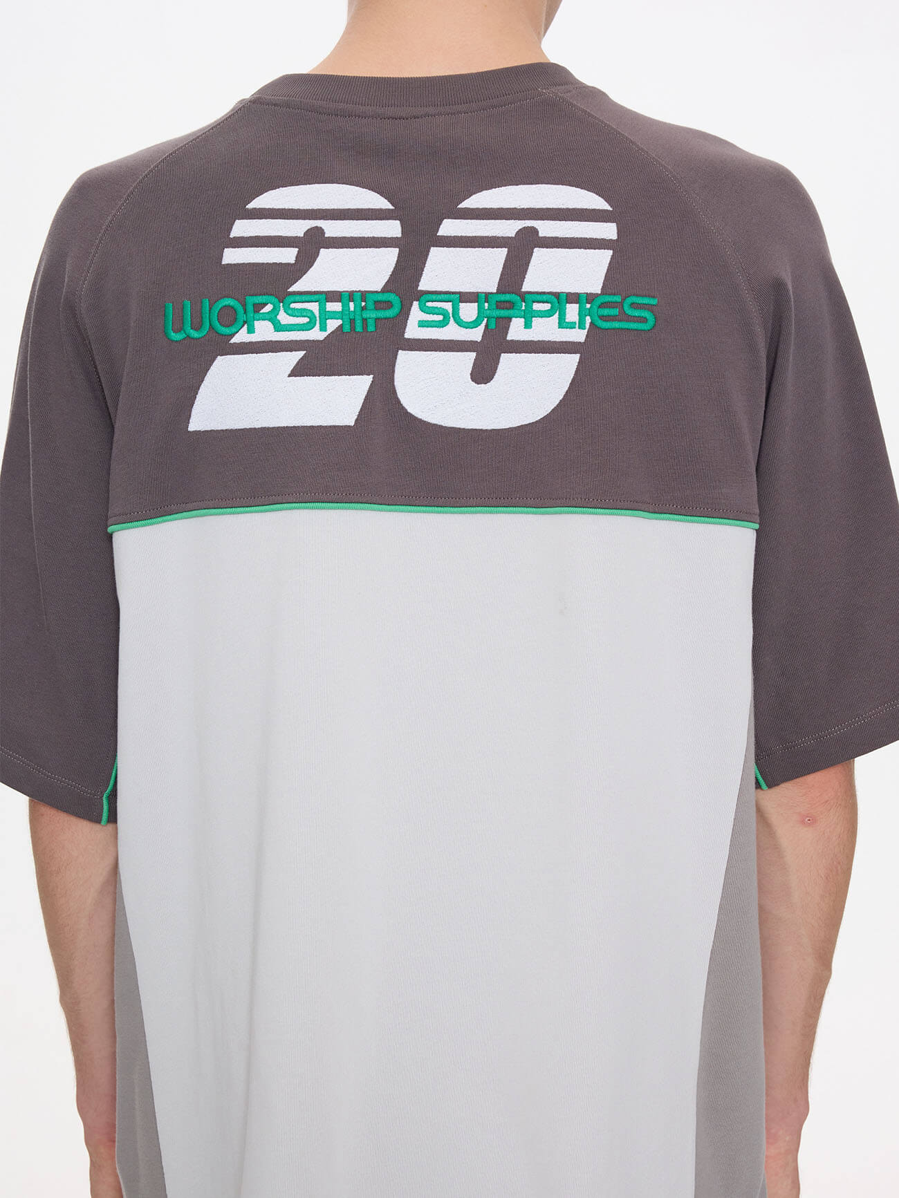 Pit Crew Panel Oversize Raglan Tee - Worn Black - Image 2
