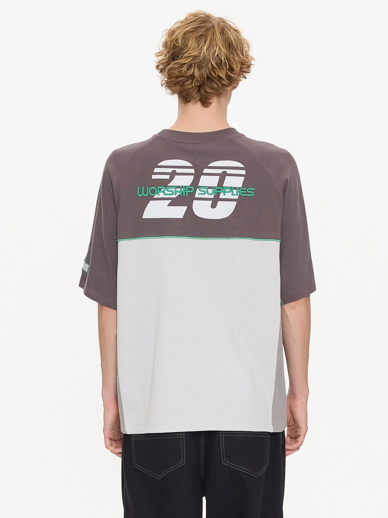 Pit Crew Panel Oversize Raglan Tee - Worn Black - Image 4