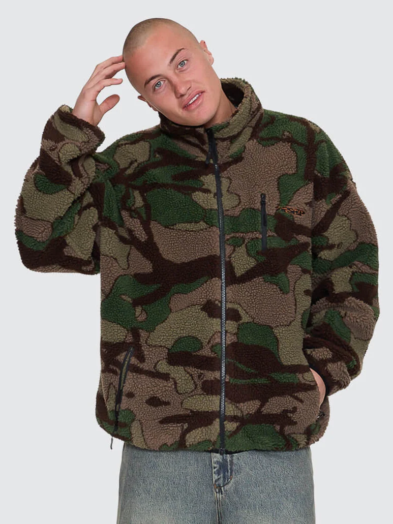 Plain Sight Sherpa Jacket - Camo Green - Image 9