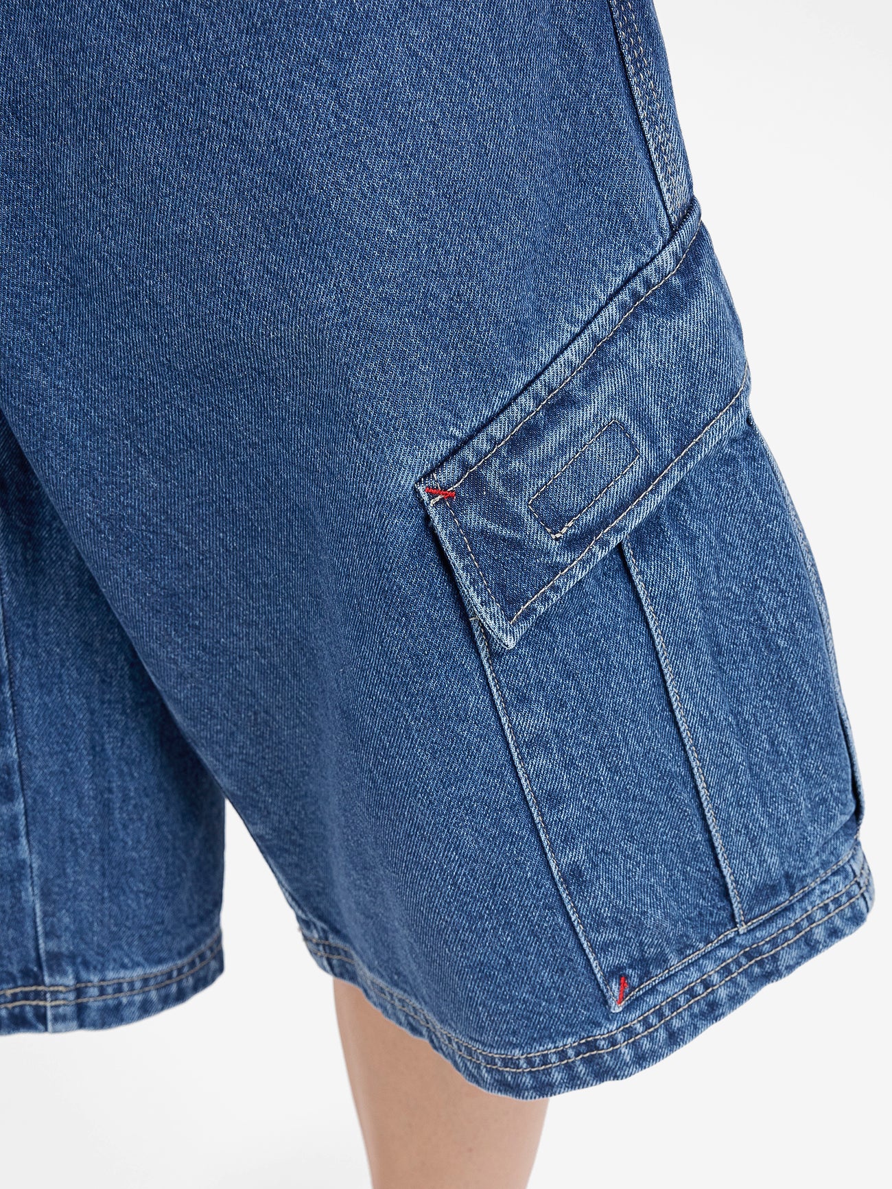 Playtime Big Kitty Cargo Denim Short - Worn Blue Rinse - Image 8