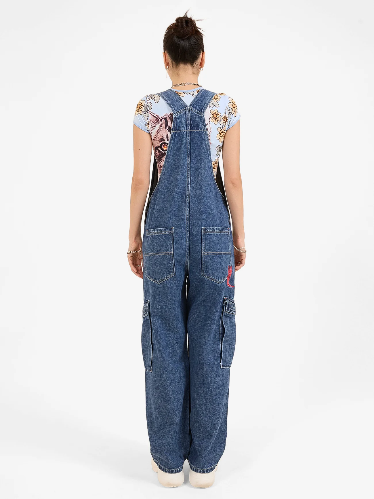 Playtime Cargo Denim Overall - Worn Blue Rinse - Image 2