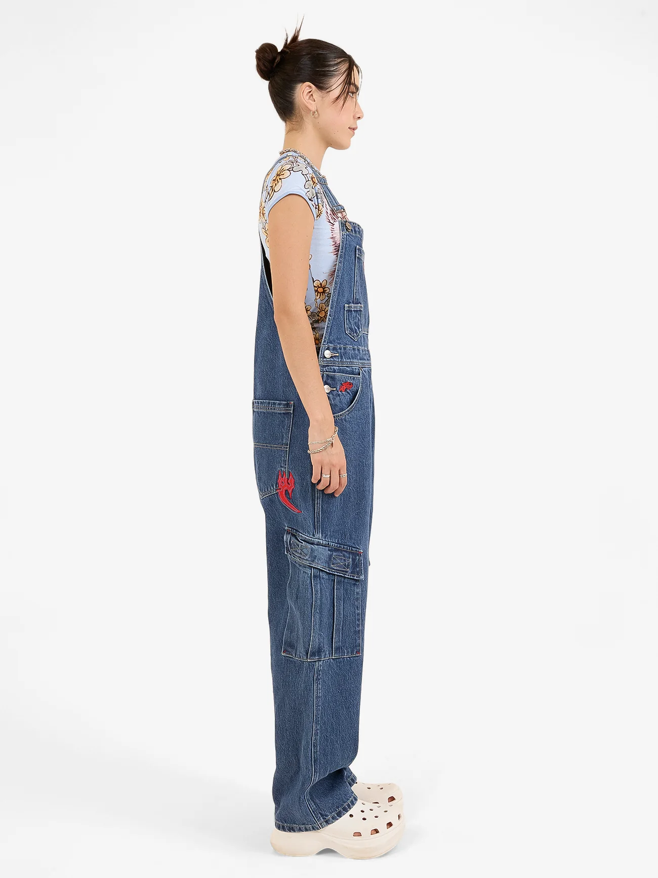 Playtime Cargo Denim Overall - Worn Blue Rinse - Image 3