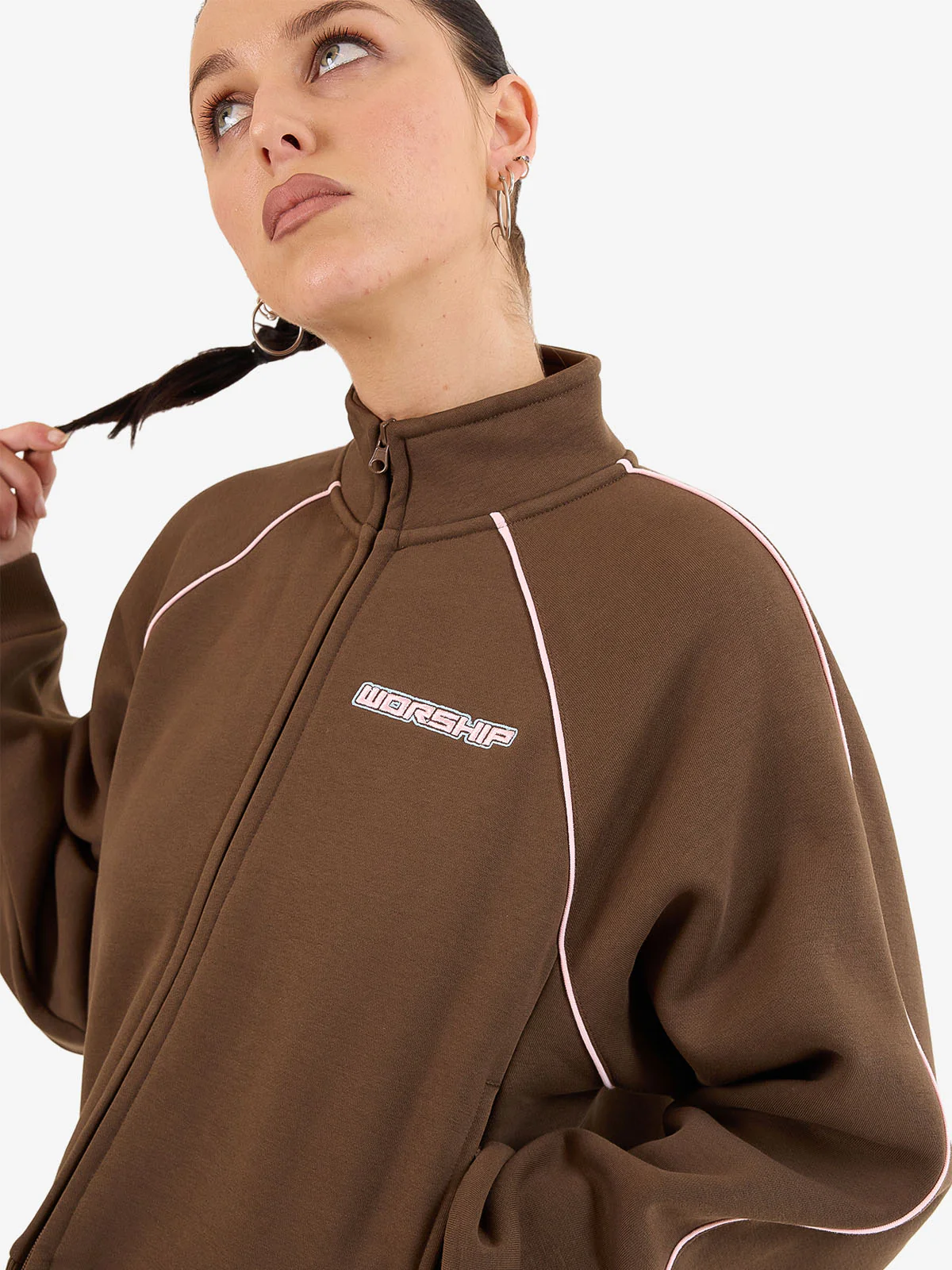 Punter Fleece Track Jacket - Chocolate - Image 2