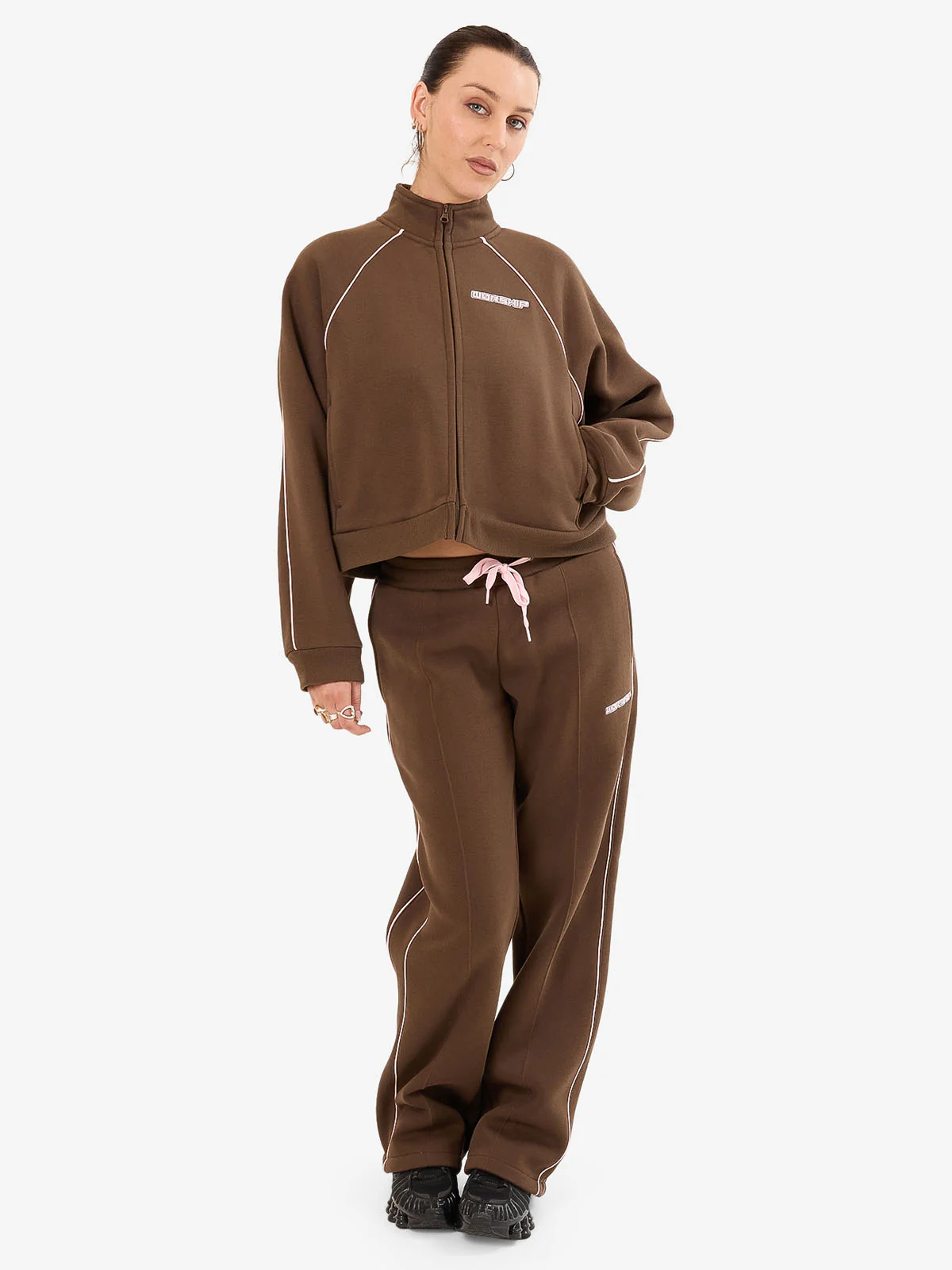 Punter Fleece Track Jacket - Chocolate - Image 4