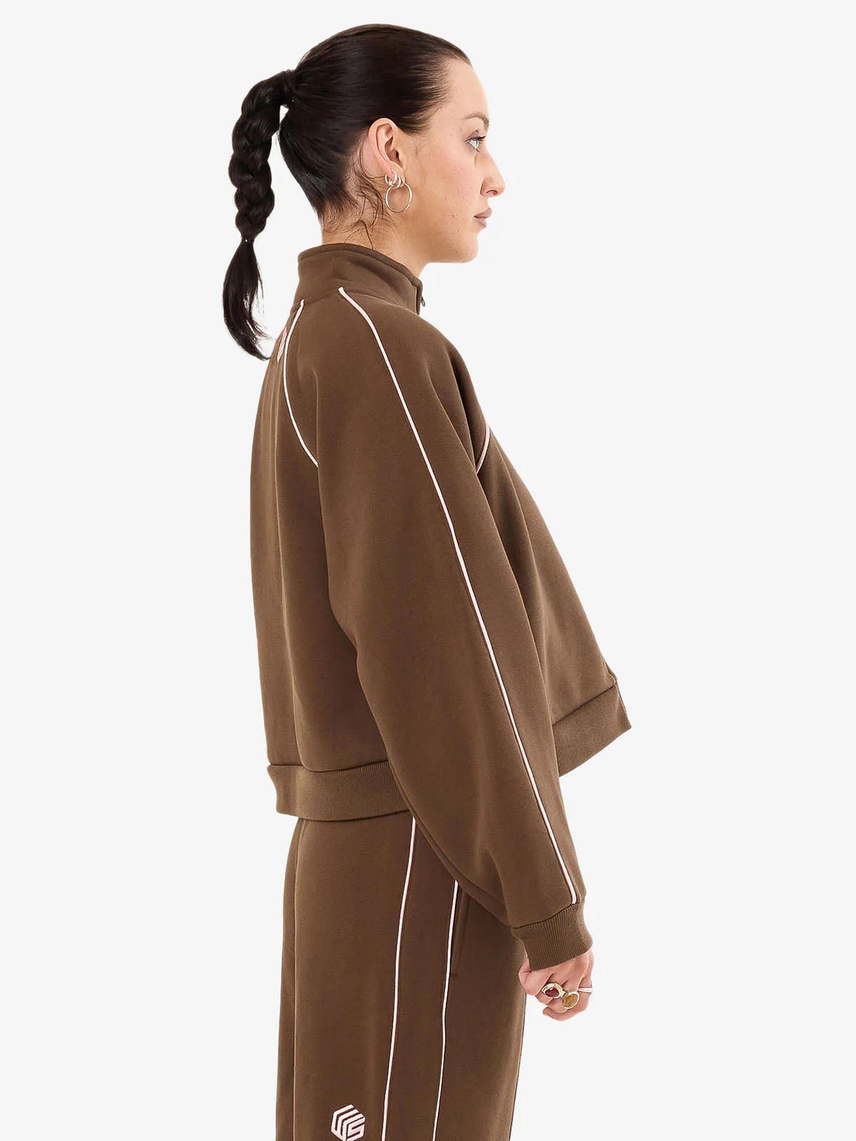 Punter Fleece Track Jacket - Chocolate - Image 7