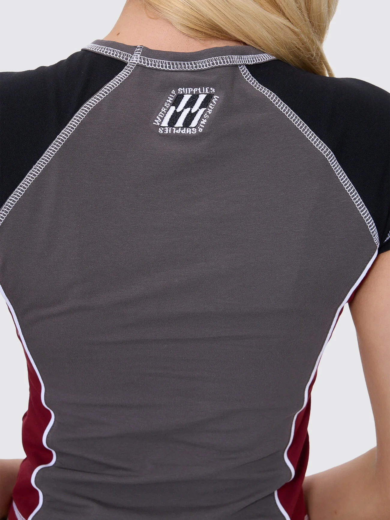 Punter Panelled Raglan Tee - Worn Black - Image 5
