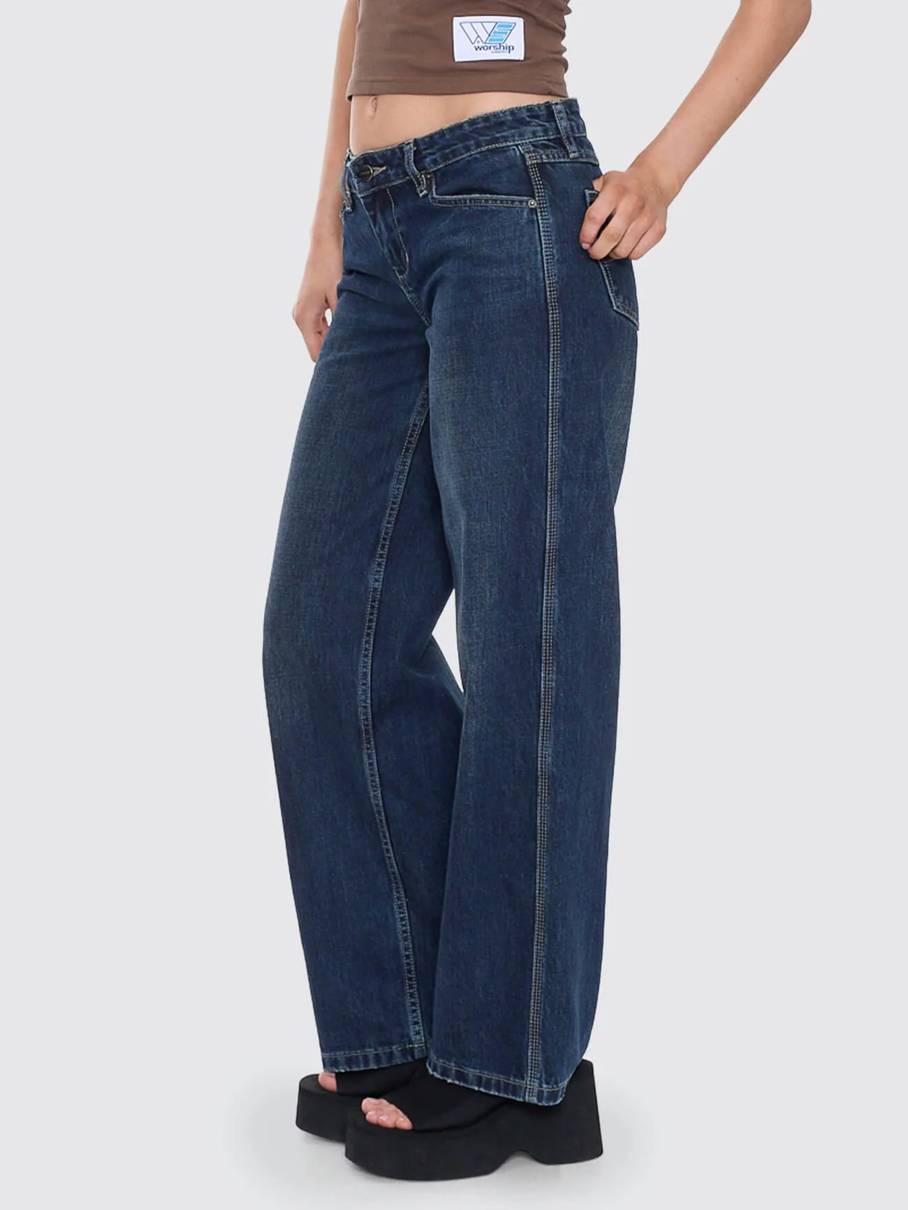 Rebellion Baggy Low Rider Jean - Dirty Midnight Blue - Image 3