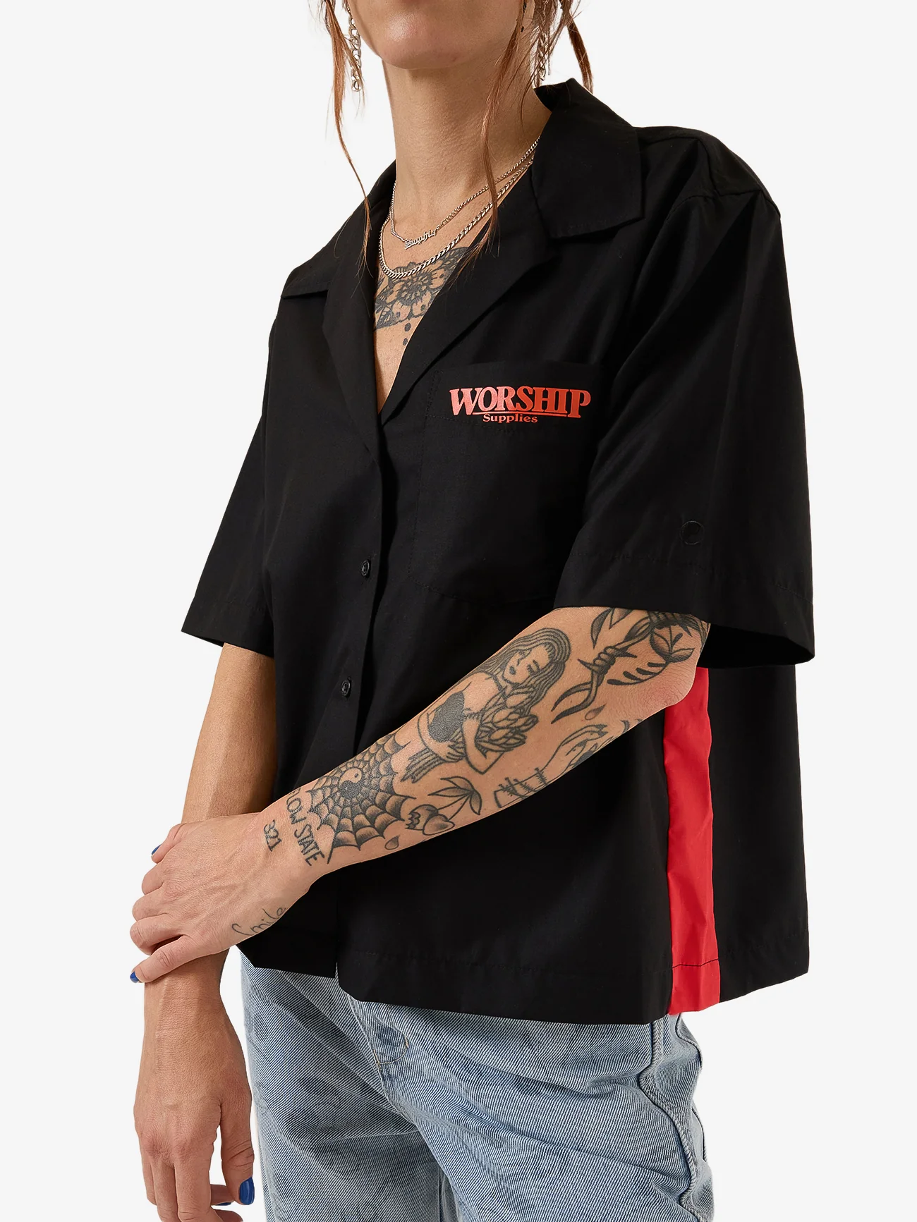 Reckless Bowling Shirt - Black Red Contrast - Image 7