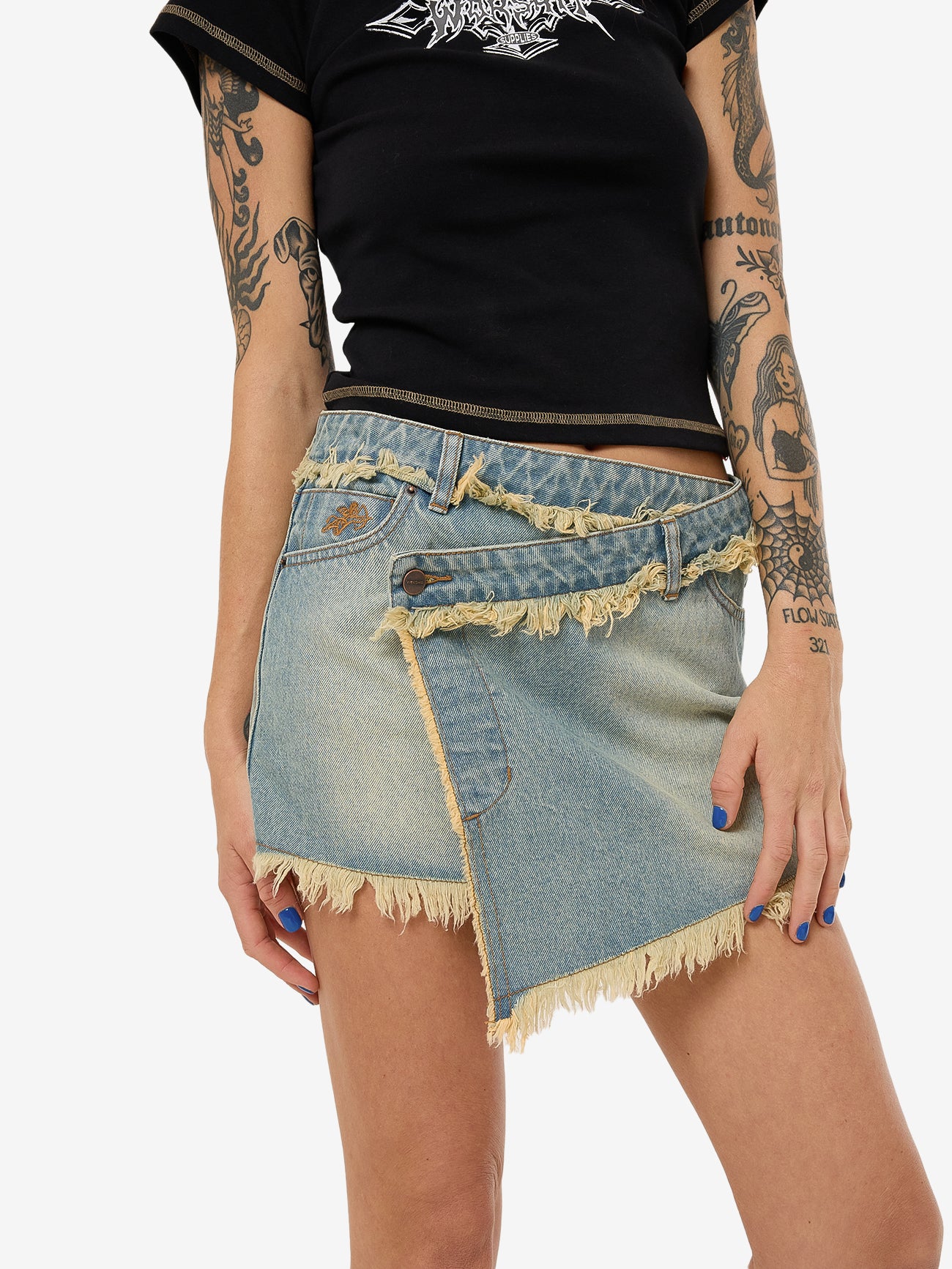 Revenge Denim Mini Skirt - Toxic Blue - Image 8