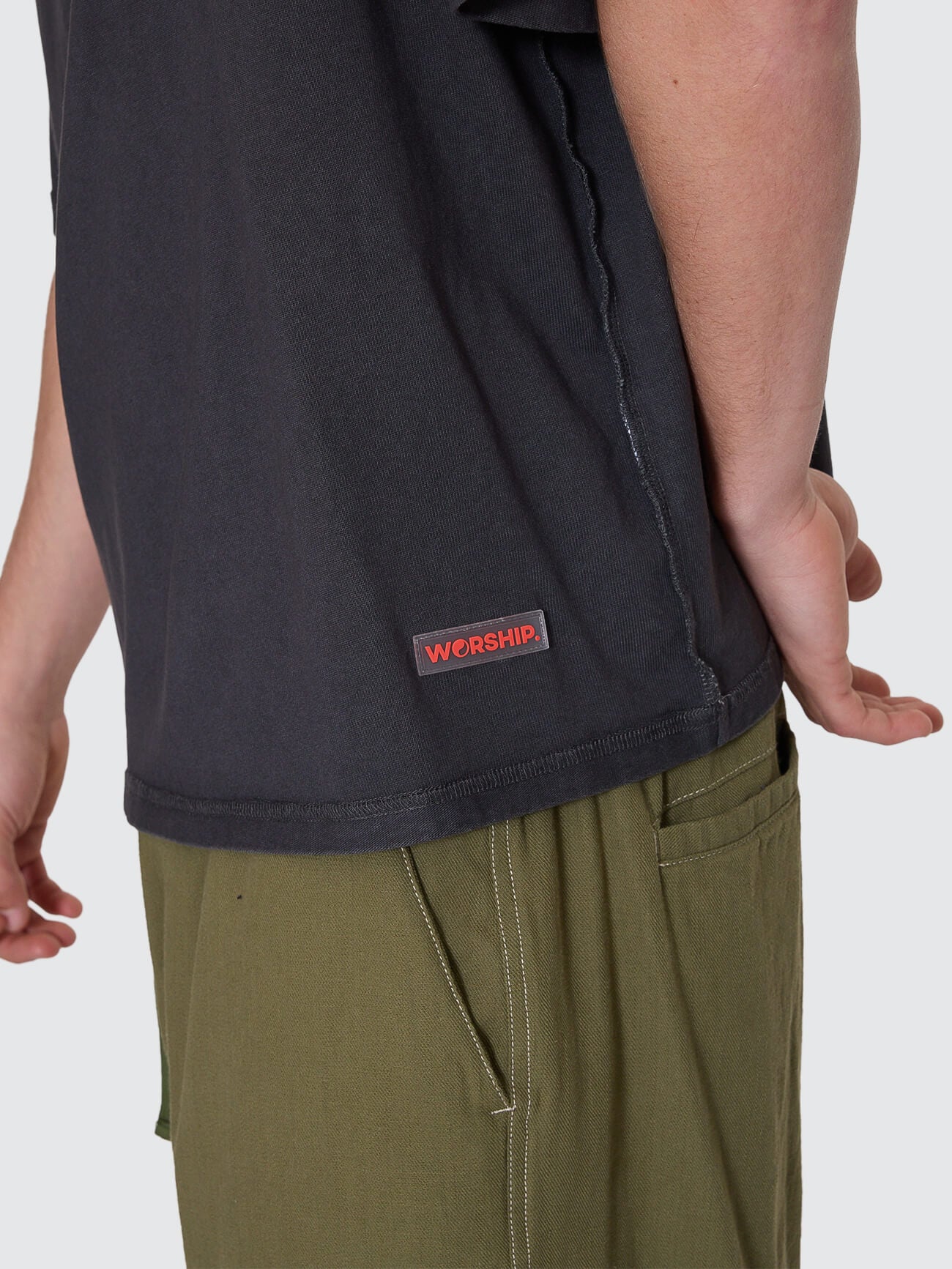 Reverse Box Fit Cropped Overdye Tee - Black Overdye - Image 2