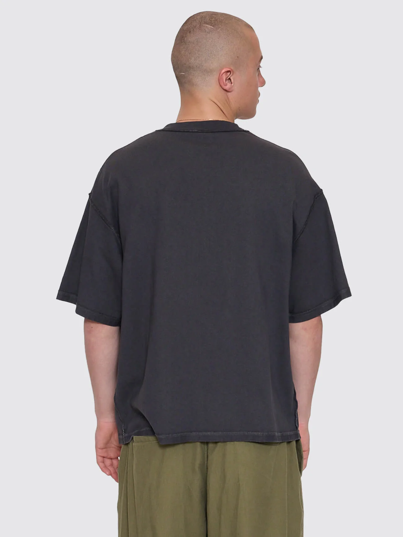 Reverse Box Fit Cropped Overdye Tee - Black Overdye - Image 3